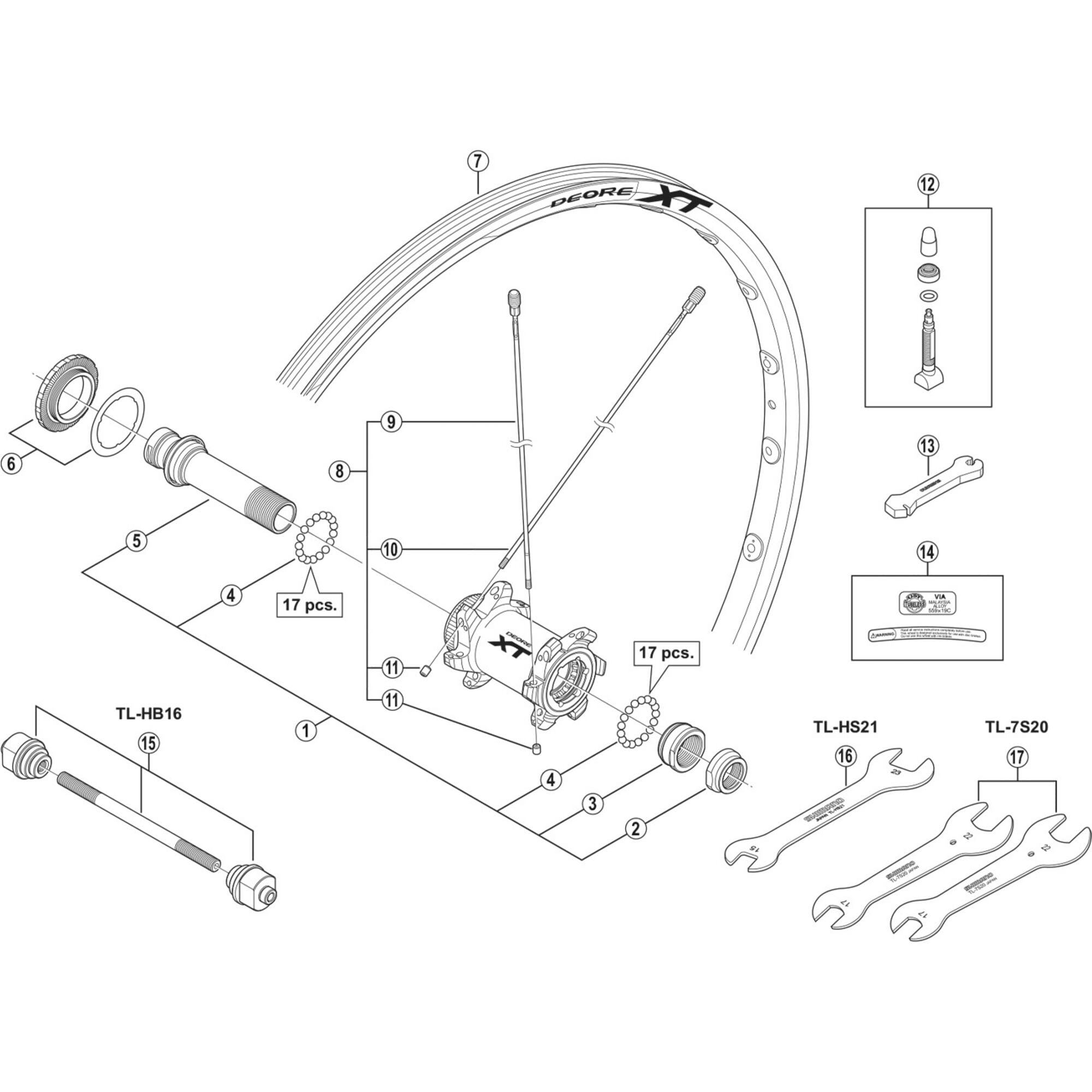 Shimano Spares M785 spoke, 282 mm with plug and washer