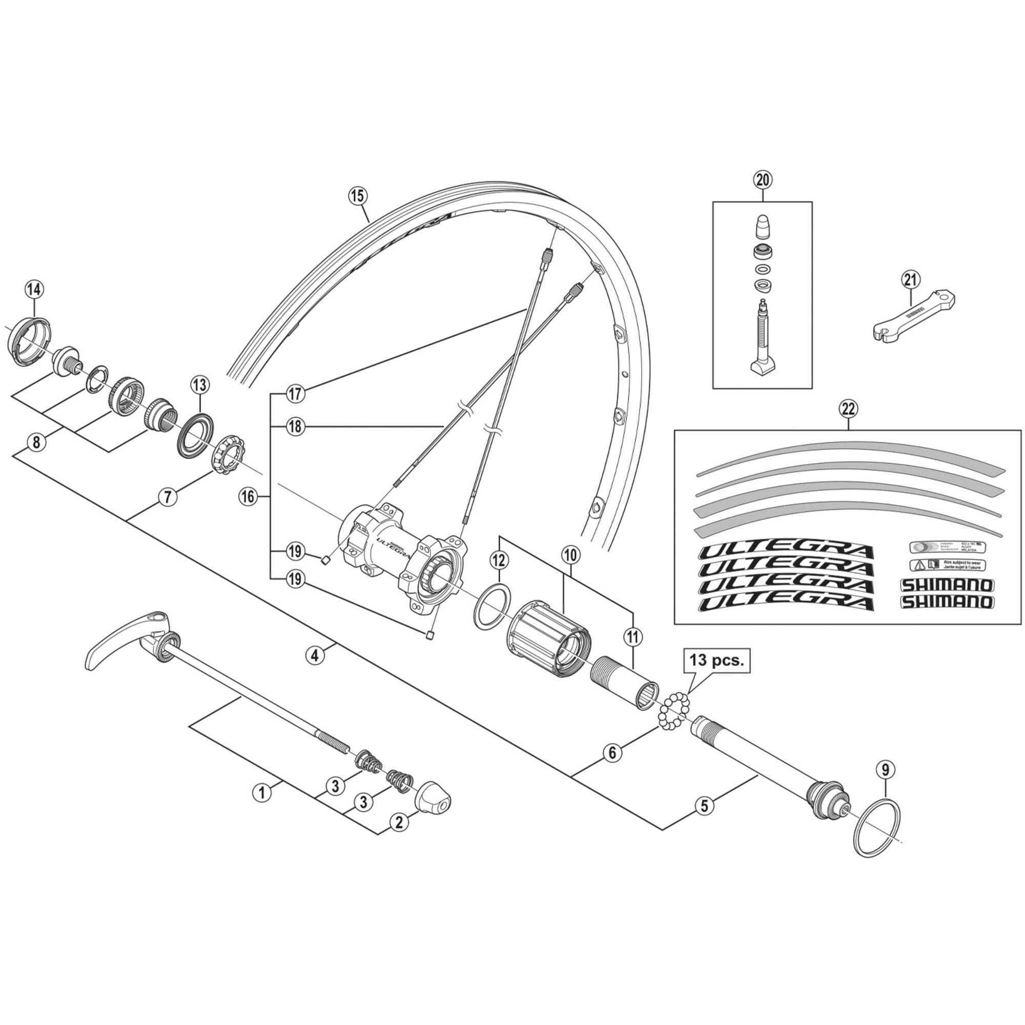 Shimano Spares R left hand spoke, 305 mm with plug and washer