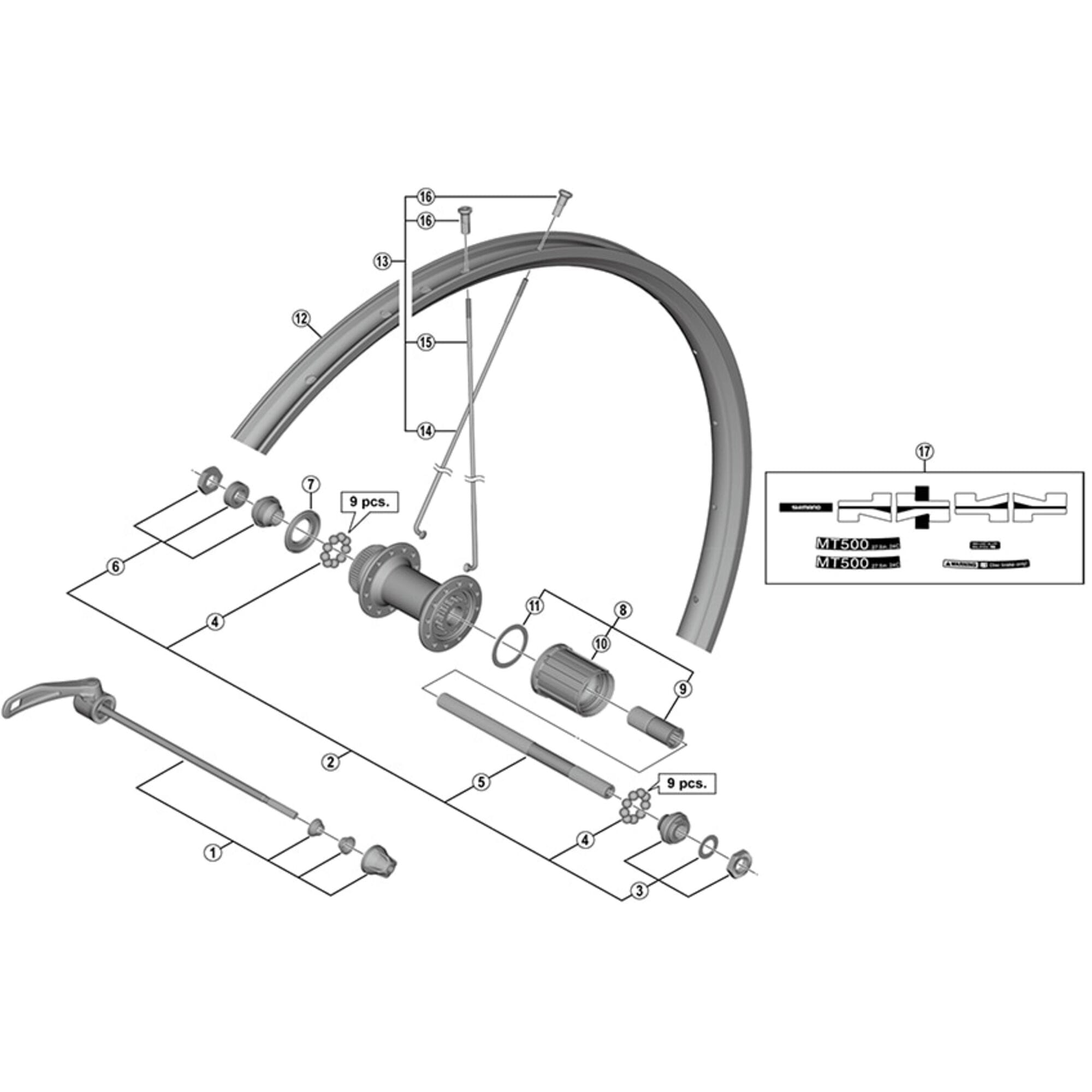Shimano Spares A complete quick release 173 mm