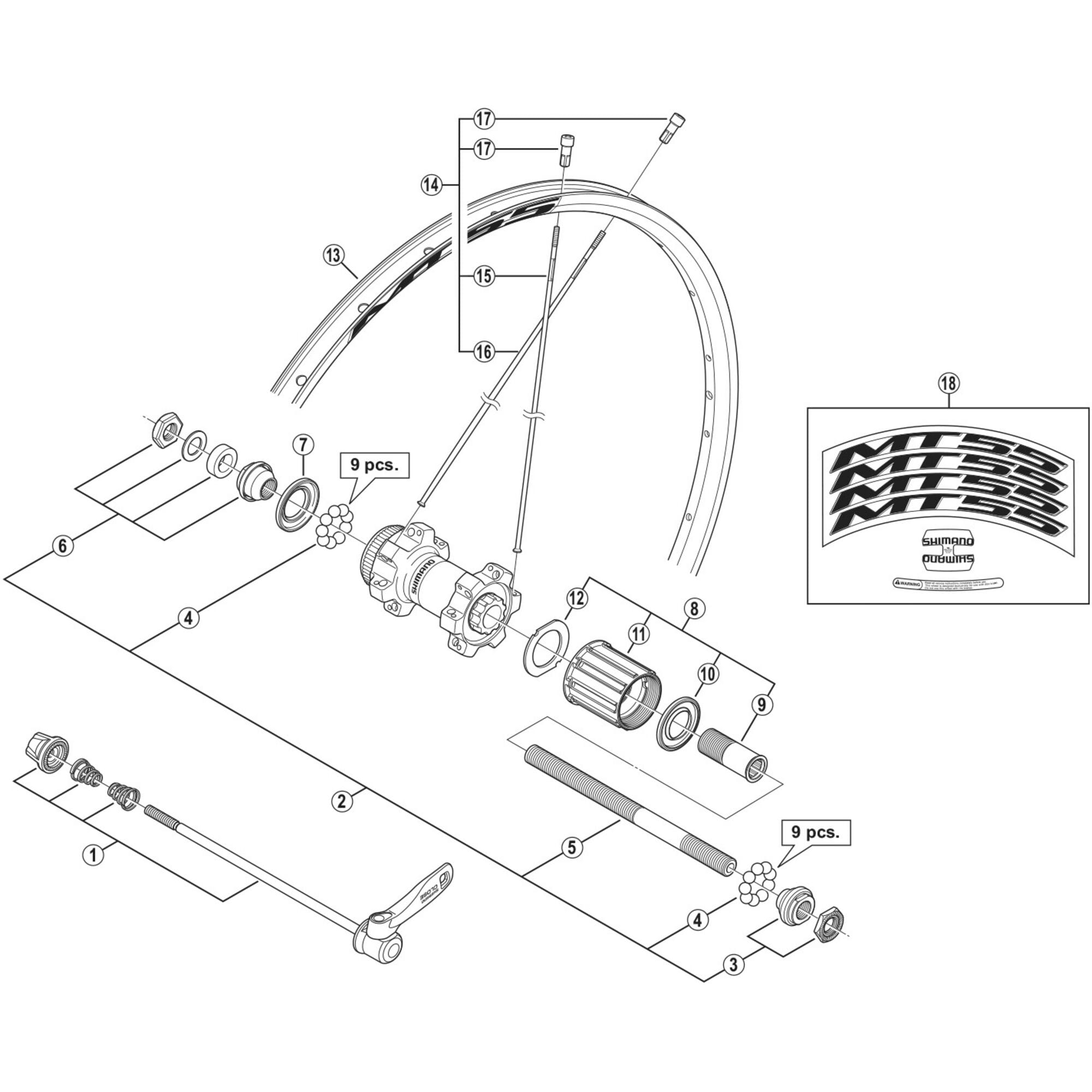 Shimano Spares MT55 left hand spoke 270 mm