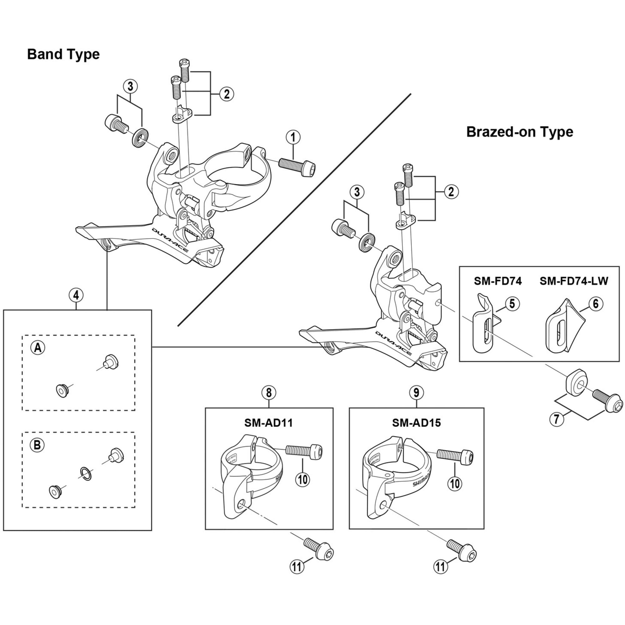 Shimano Spares 7900 cable fixing plate and bolt M5 x 8 mm