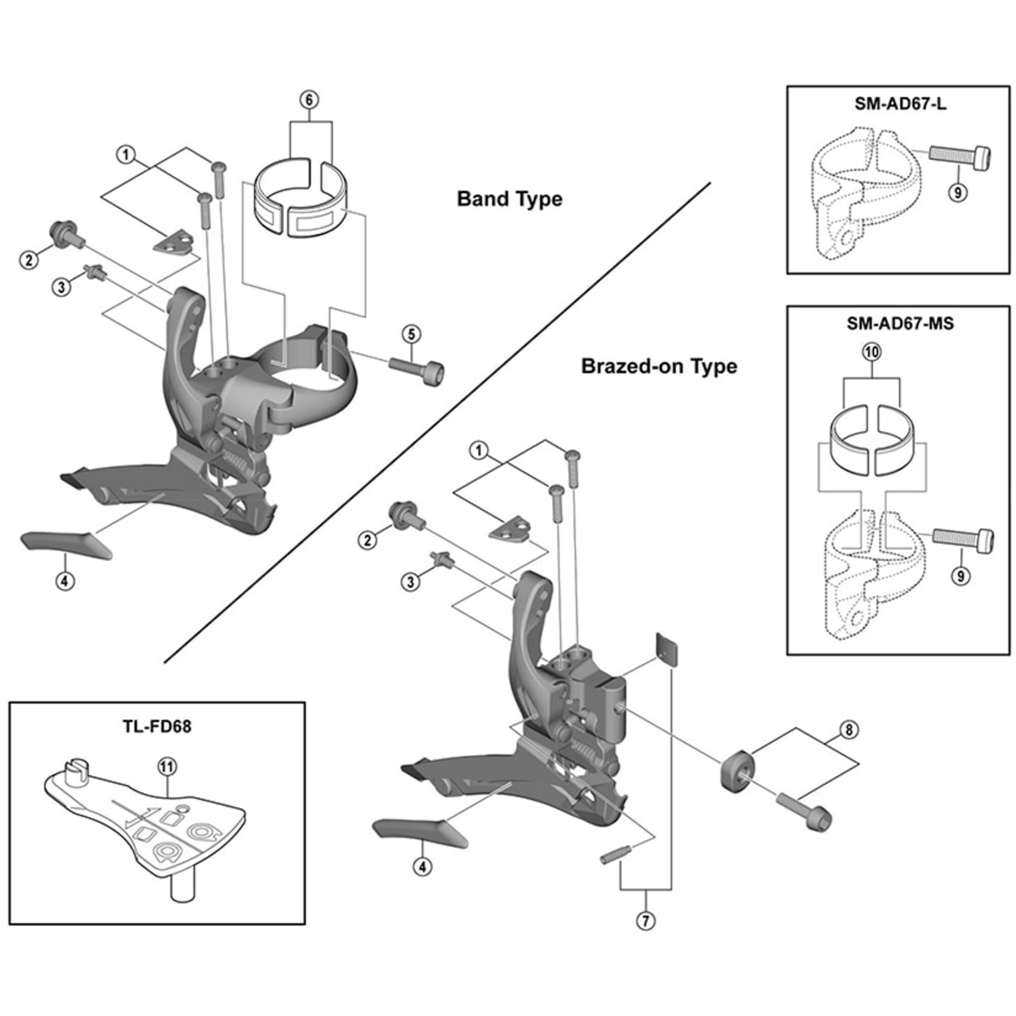Shimano Spares 6800 stroke adjust screws, M4 x 15 mm and plate for band type
