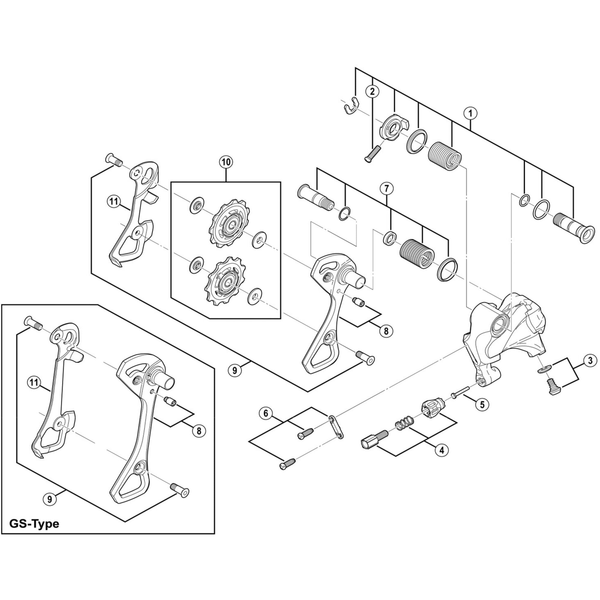 Shimano Spares 6800 plate axle assembly, SS type