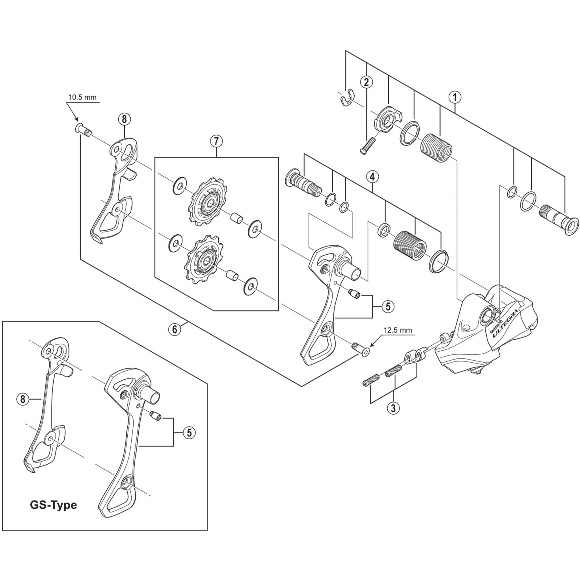 Shimano Spares 6870 stroke adjusting bolts and plate