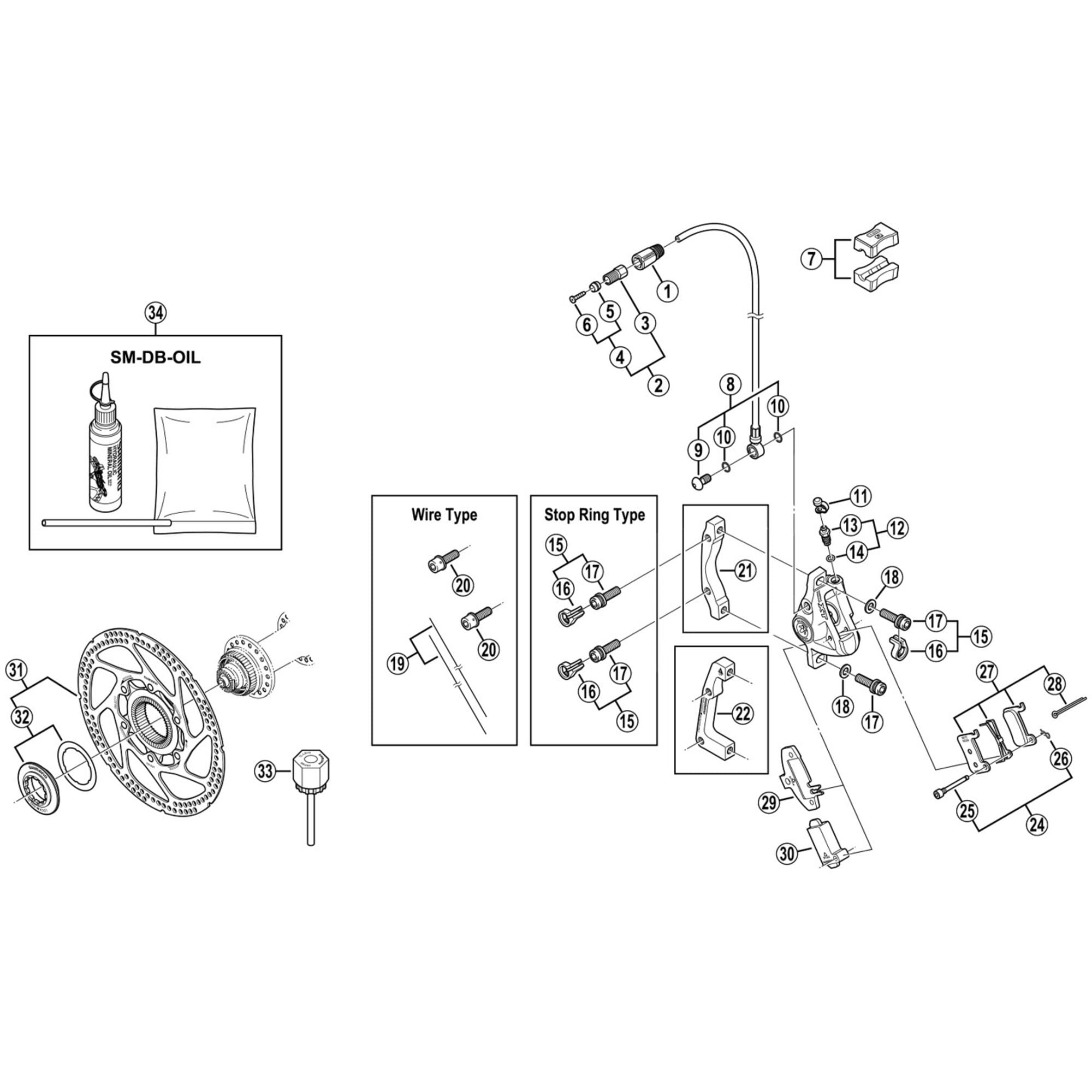 Shimano Spares M765 / 800 pad axle / snap ring