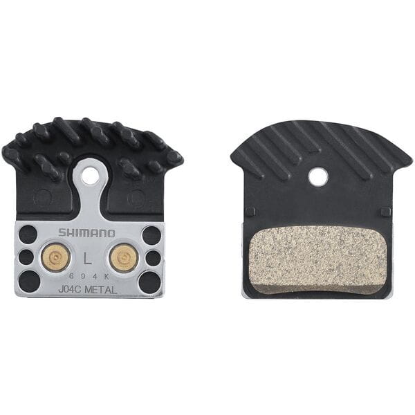 Shimano MF disc pads and spring, metal sintered, alloy/stainless back, cooling fins