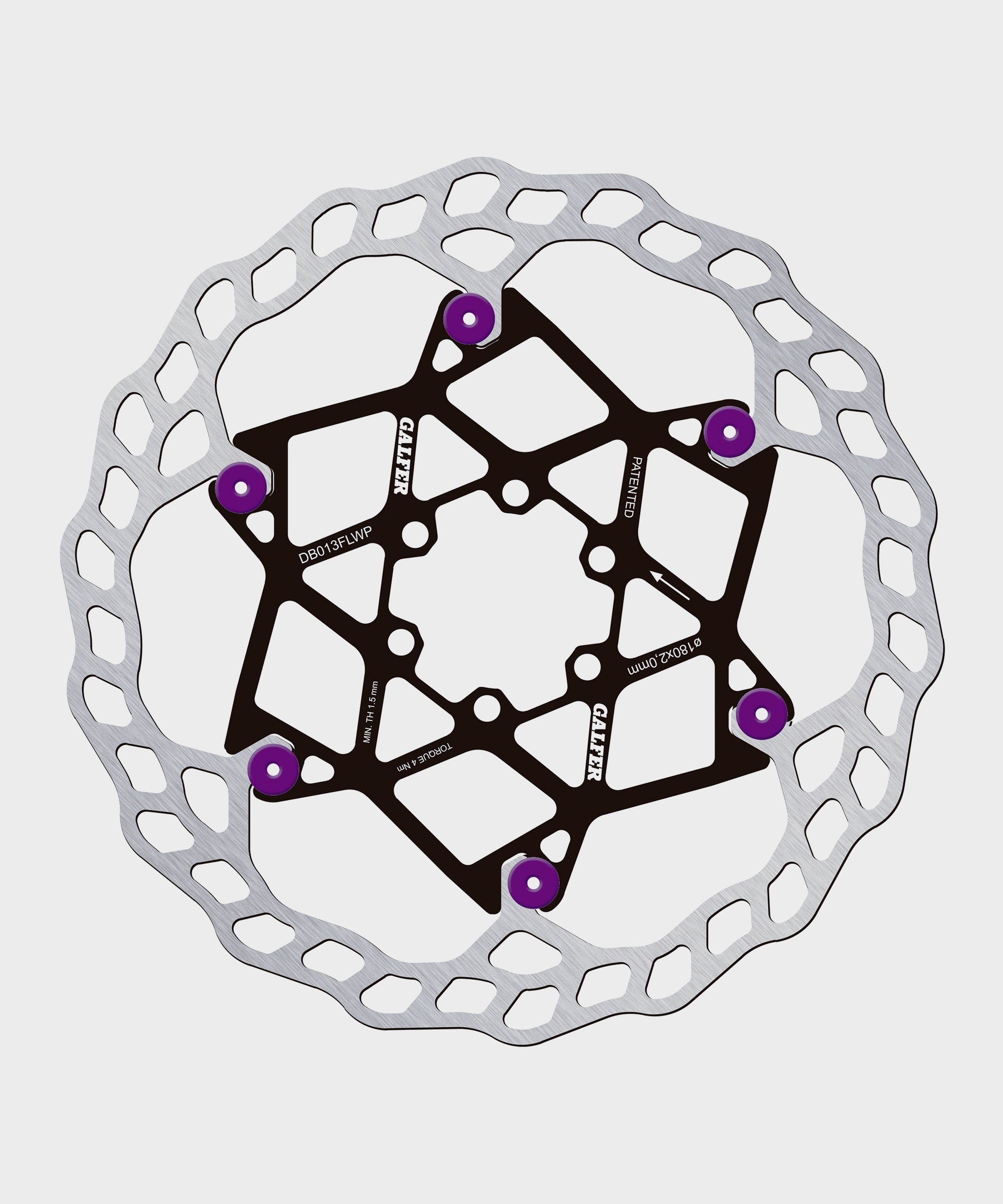 Galfer Wave Floating Disc Rotor | Power2Cycle 6 Bolt | Power2Cycle 180 x 2.0mm | Power2Cycle Purple Pins