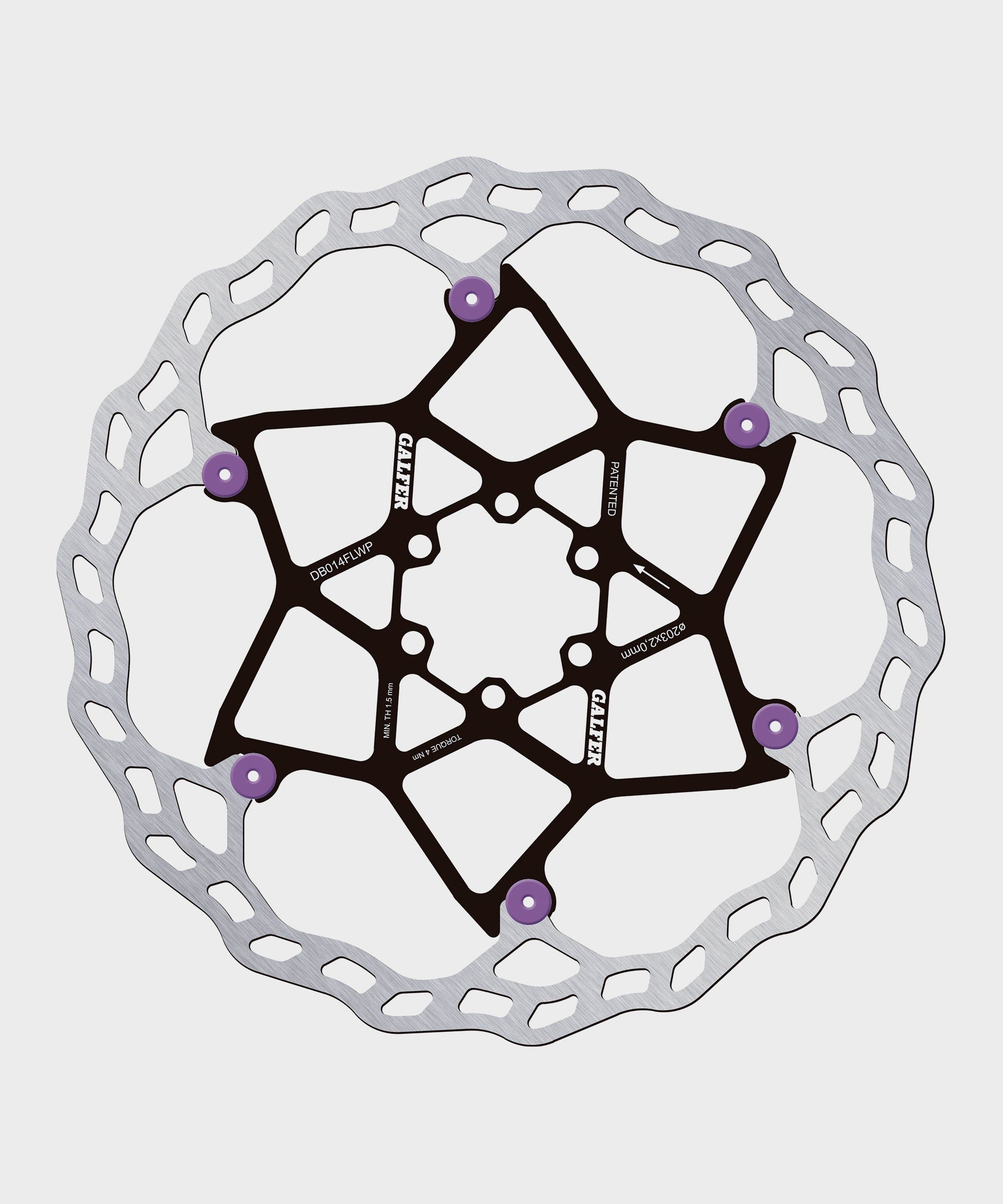 Galfer Wave Floating Disc Rotor | Power2Cycle 6 Bolt | Power2Cycle 203 x 2.0mm | Power2Cycle Purple Pins