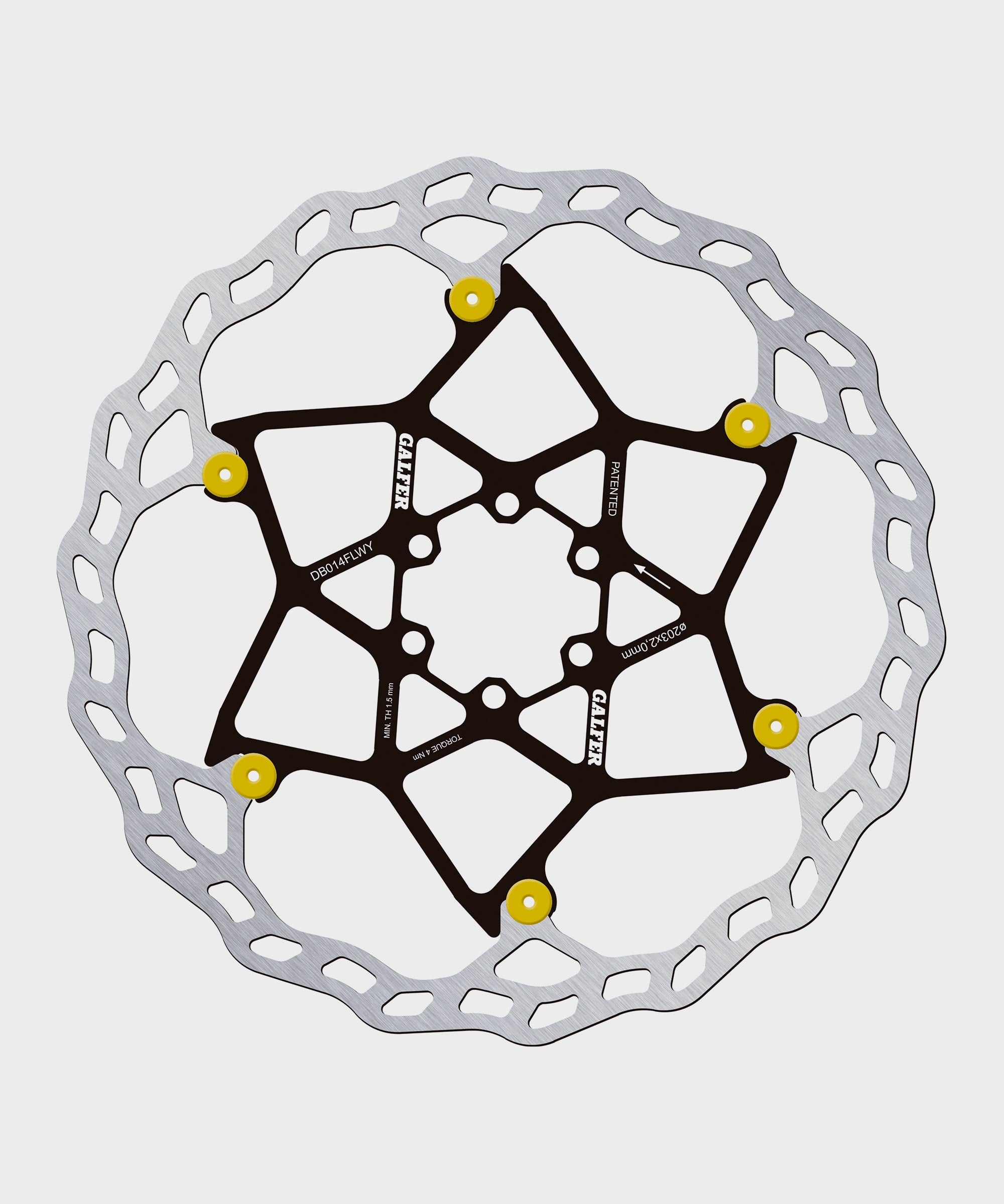 Galfer Wave Floating Disc Rotor | Power2Cycle 6 Bolt | Power2Cycle 203 x 2.0mm | Power2Cycle Gold Pins