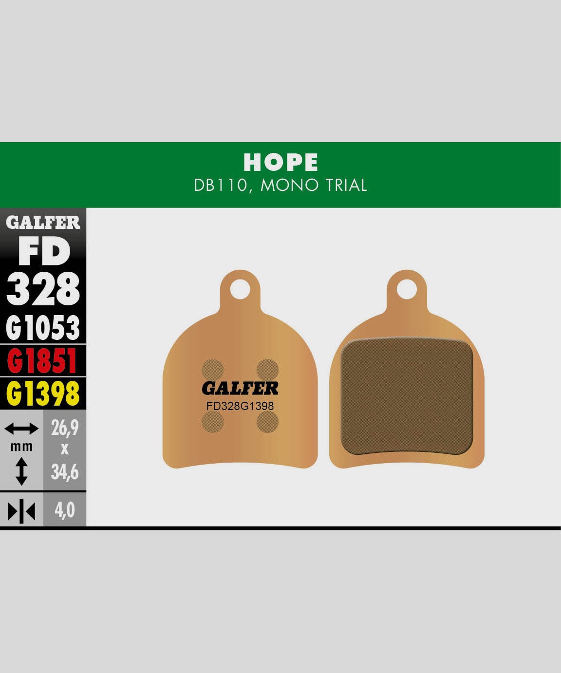 Galfer Sintered Bike Disc Brake Pad | Power2Cycle Hope | Power2Cycle Mono Trial