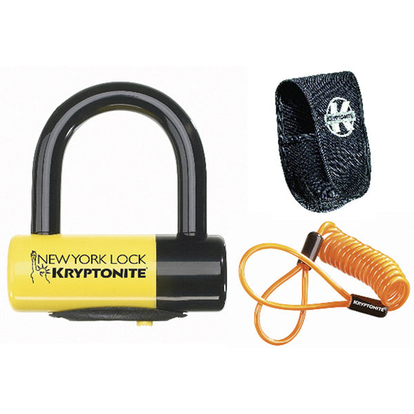 Kryptonite New York Liberty Disc Lock | Power2Cycle with reminder cable | Power2Cycle Yellow Sold Secure Gold