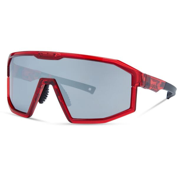 Madison Eyewear Enigma Crystal Gloss Red Sunglasses | Power2Cycle 3 Lens Pack | Power2Cycle Black Mirror / Amber / Clear