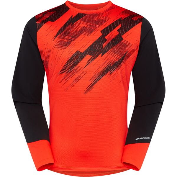 Madison Flux Youth Long Sleeve Trail Jersey, magma red / black | Power2Cycle age 6 | Power2Cycle8