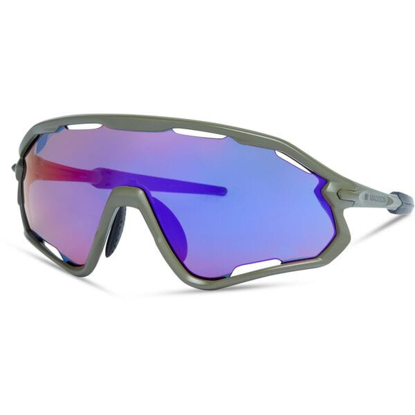 Madison Eyewear Code Breaker Midnight Green Sunglasses | Power2Cycle Purple Mirror Lens