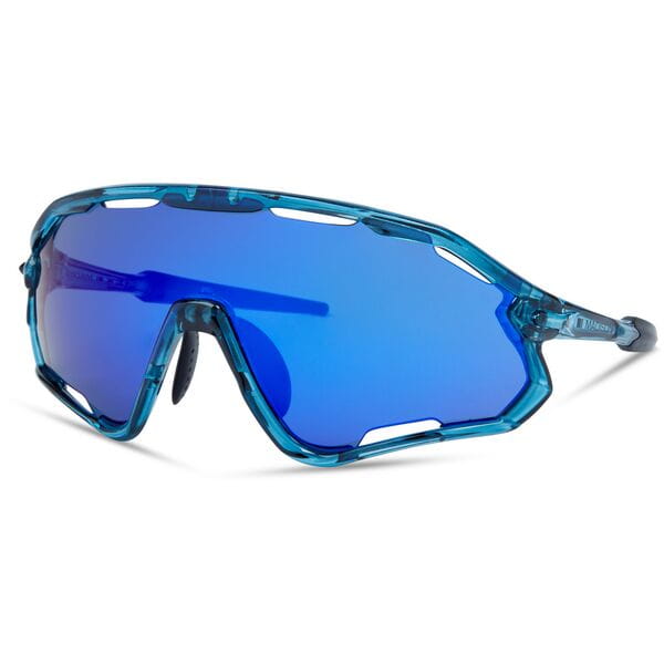 Madison Eyewear Code Breaker Crystal Gloss Blue Sunglasses | Power2Cycle 3 Lens Pack | Power2CycleBlue Mirror/Amber/Clear