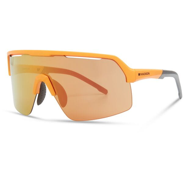 Madison Eyewear Crypto Air Mango Orange Sunglasses | Power2Cycle 3 Lens Pack | Power2Cycle Fire Mirror / Amber / Clear