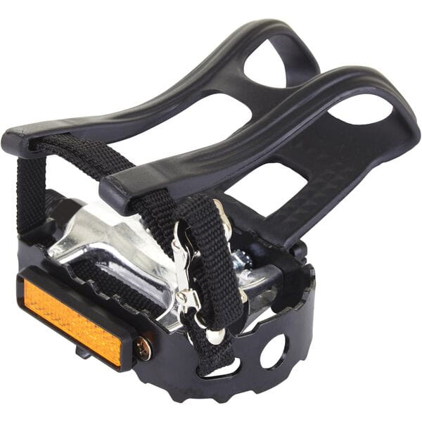 M Part Essential Alloy pedals including toe clips and straps, 9/16 inch thread