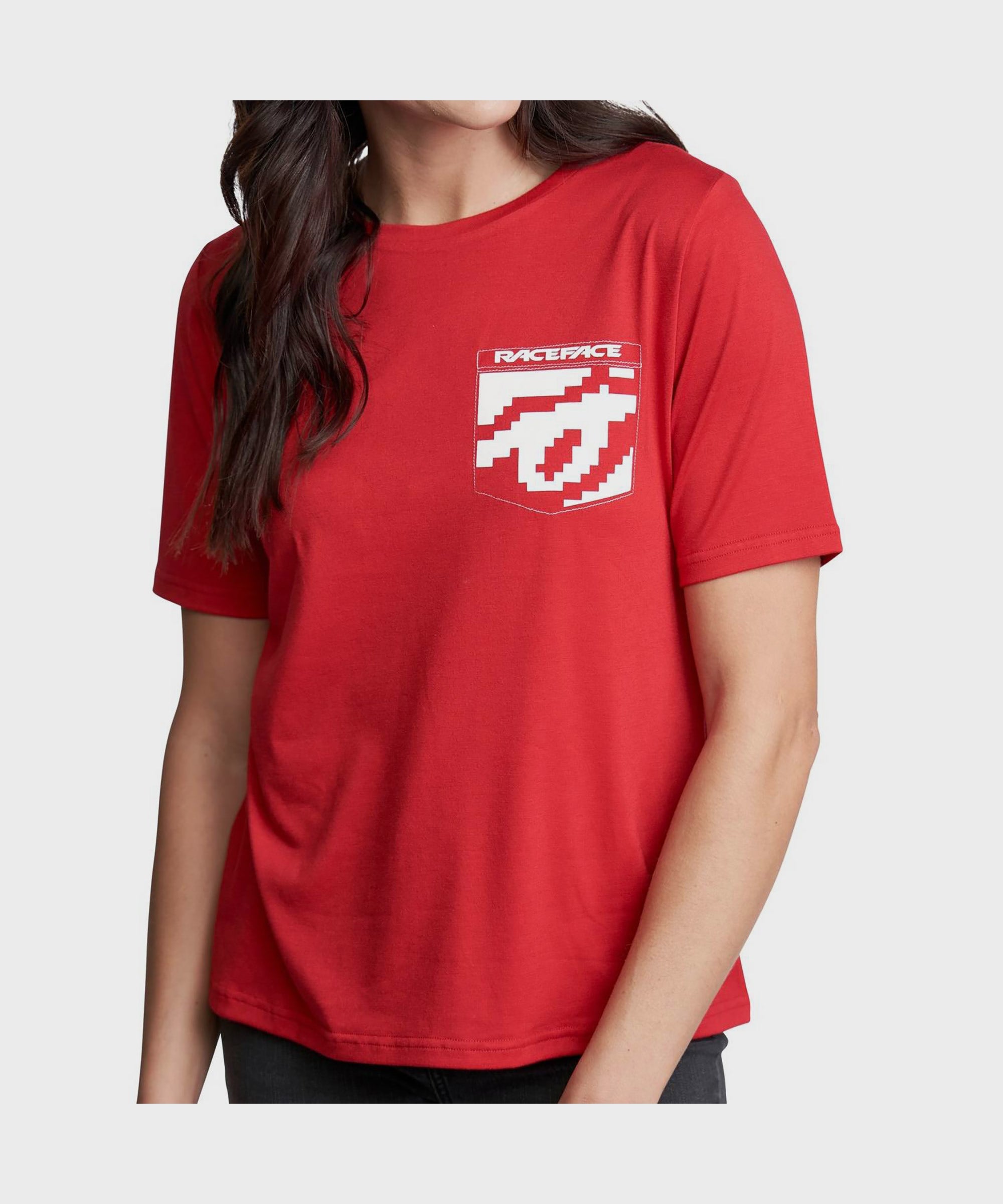 Race Face 8 Bit Pocket Short Sleeve Women's T Shirt Red