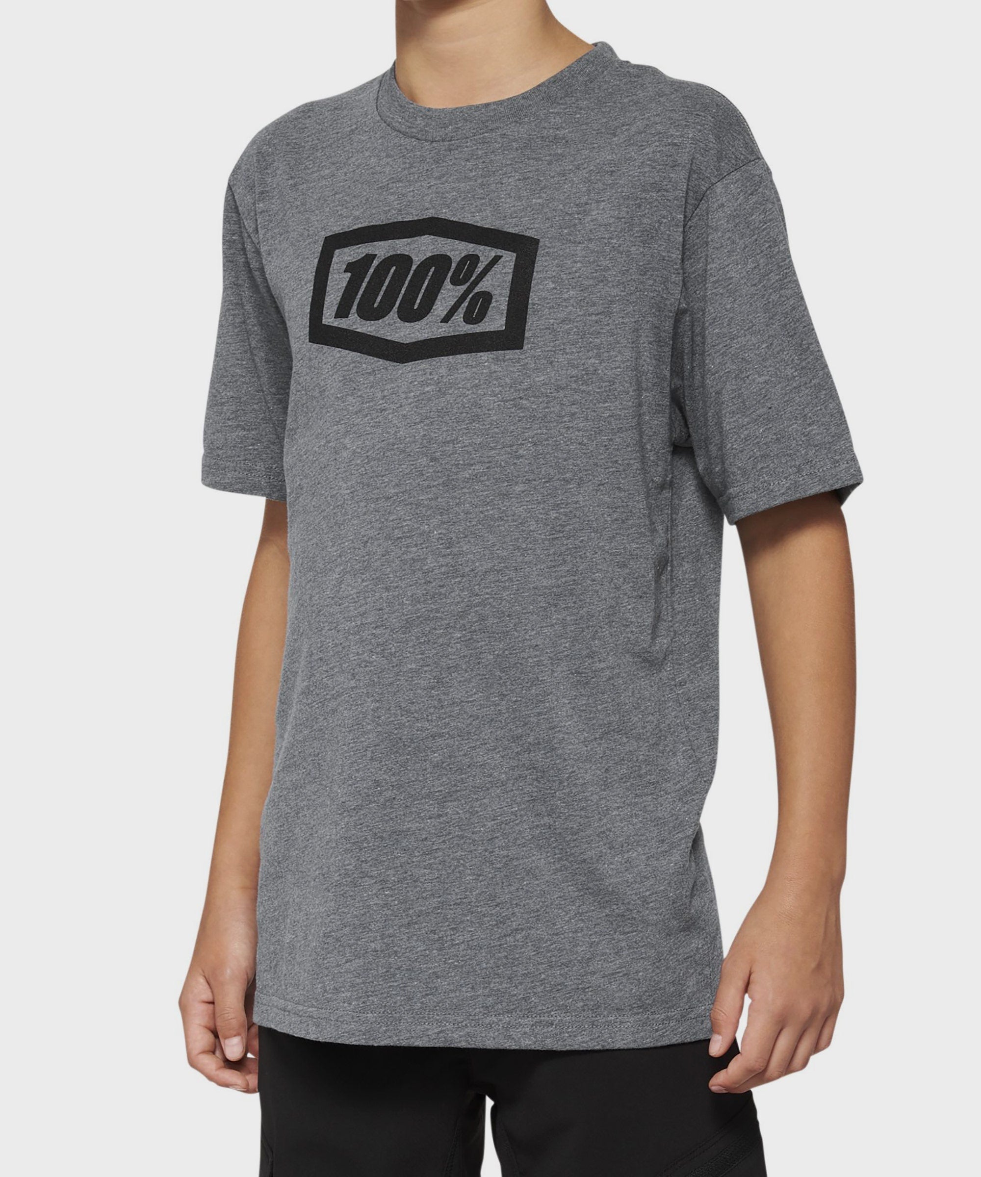 100% ICON Youth Short Sleeve Tee Heather Grey