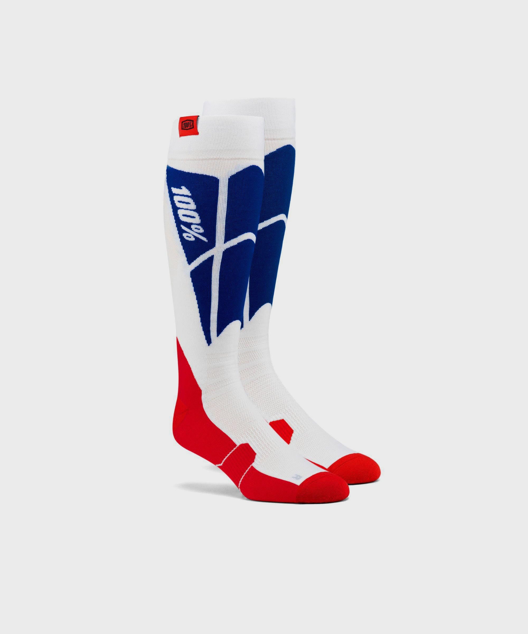 100% Hi Side Performance Moto Socks White / Blue