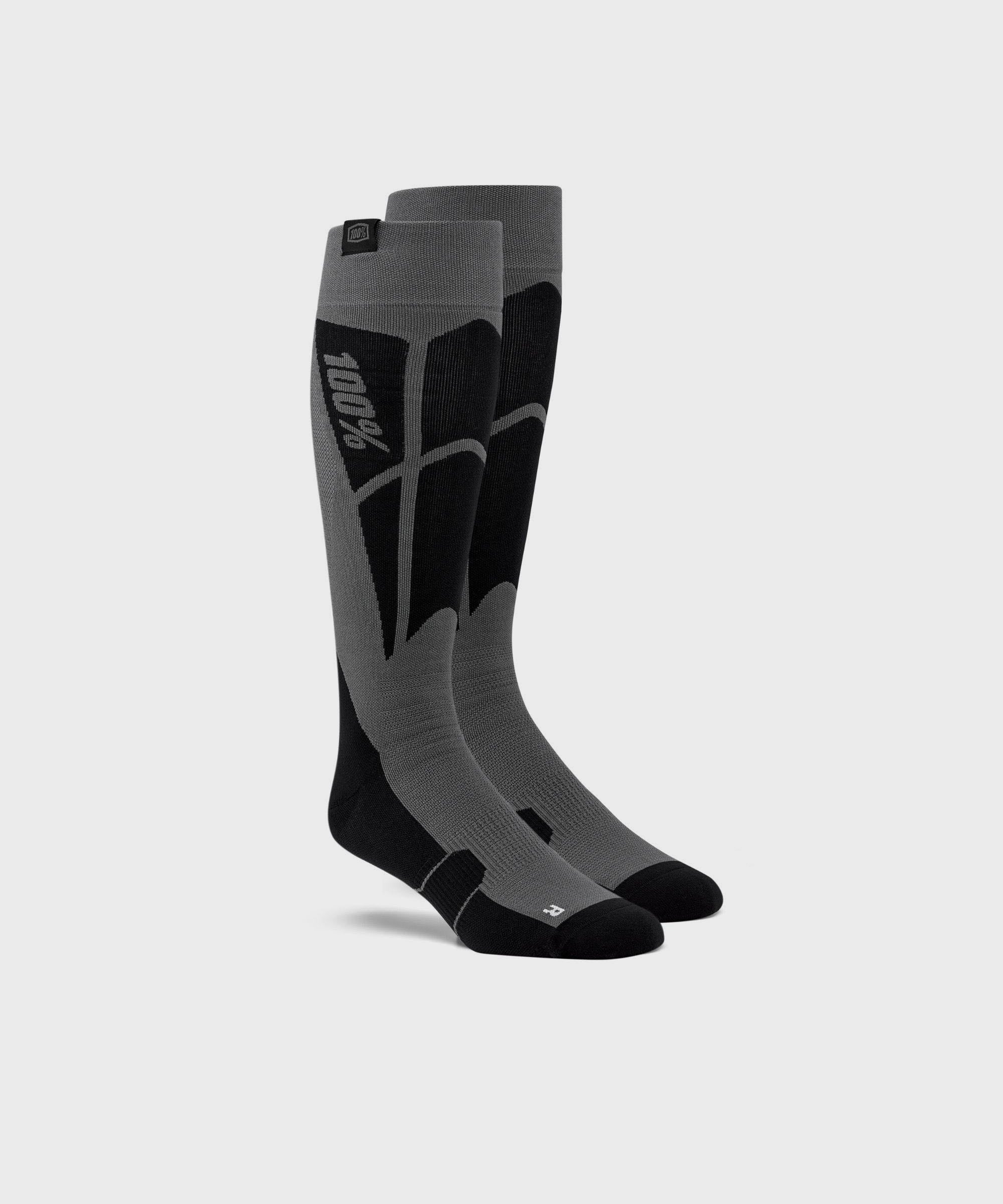 100% Hi Side Performance Moto Socks Black / Steel Grey S/M
