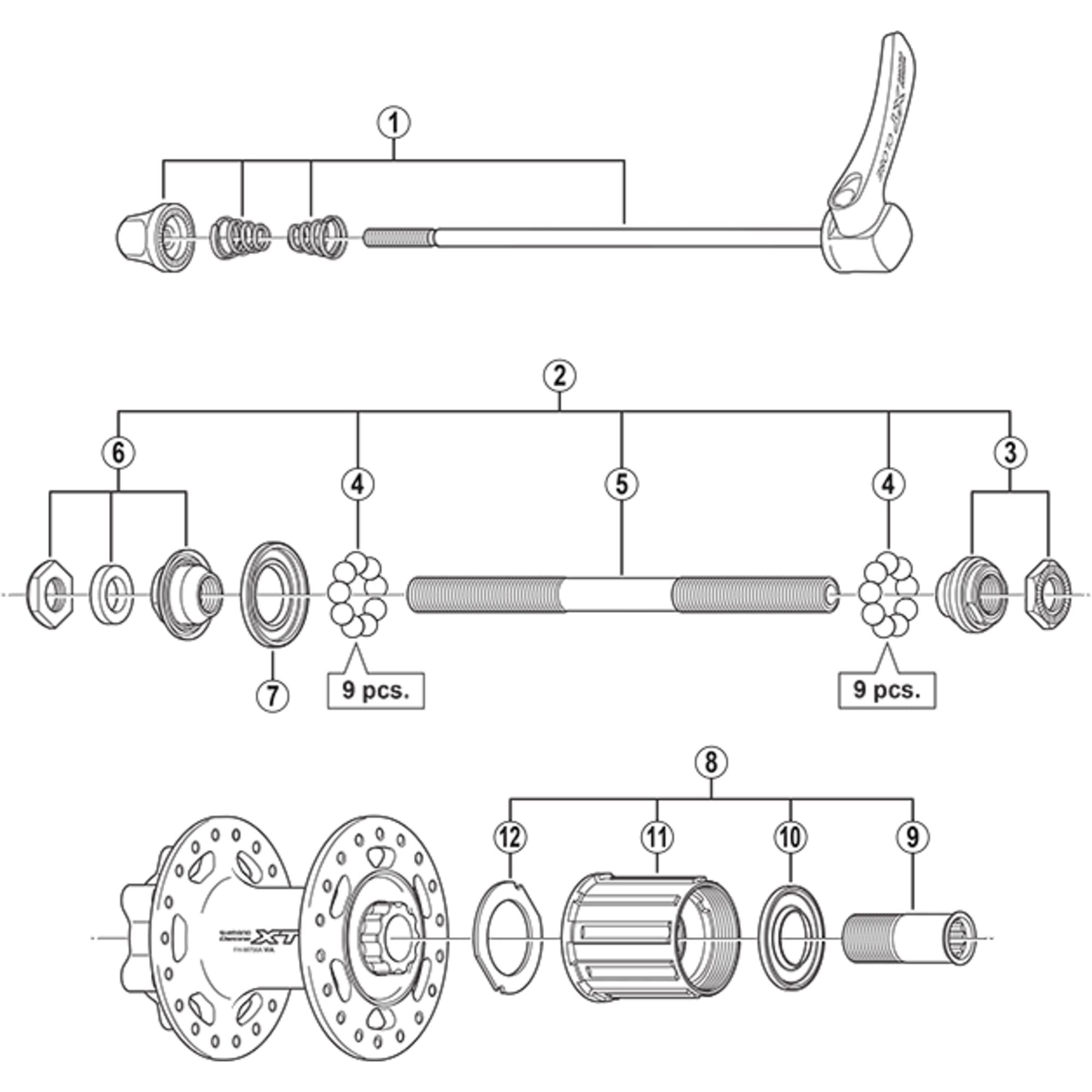 Shimano Spares A complete hub axle, 146 mm