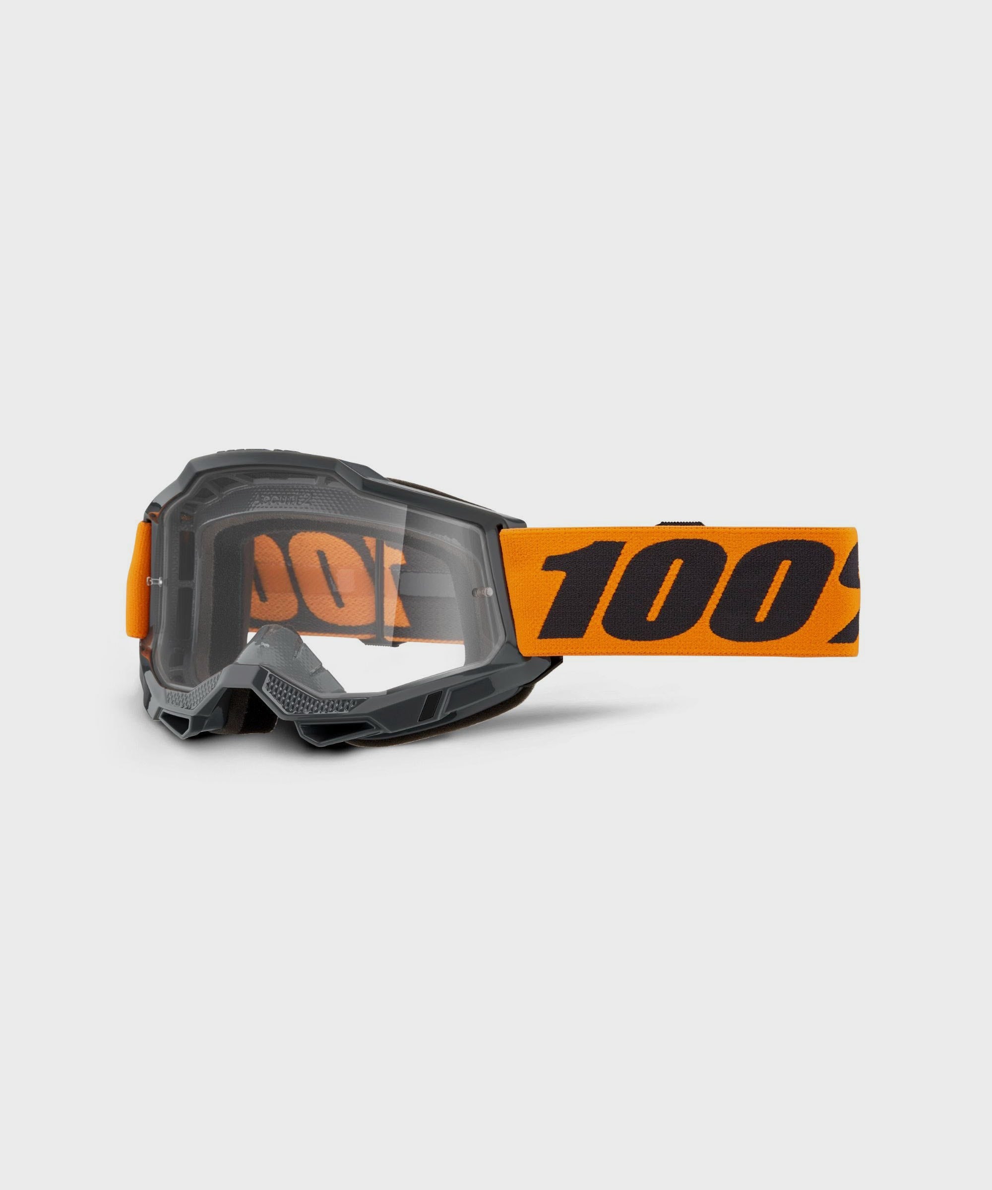 100% Strata 2 Goggle Neon Orange / Clear Lens