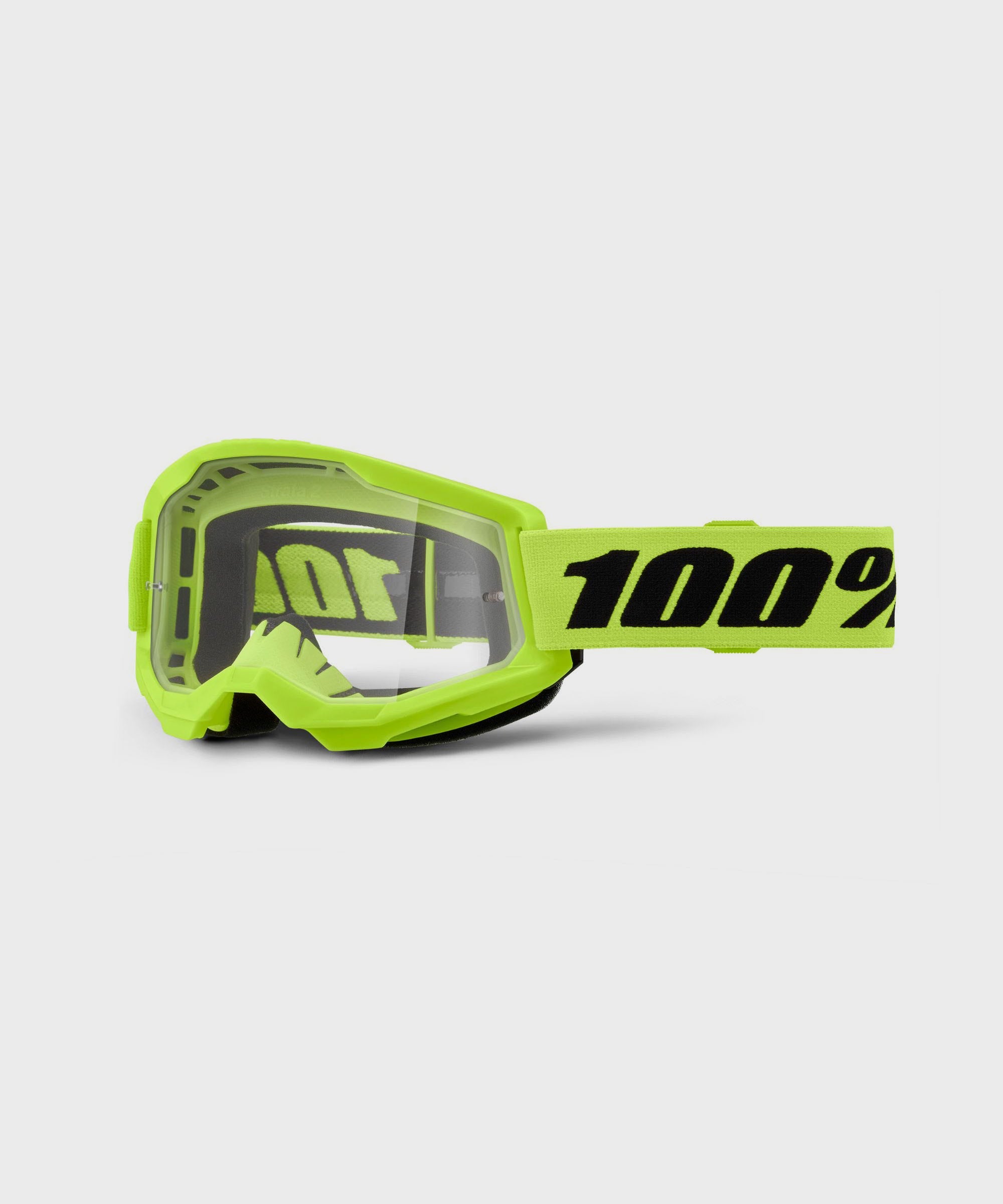 100% Strata 2 Goggle Neon Yellow / Clear Lens