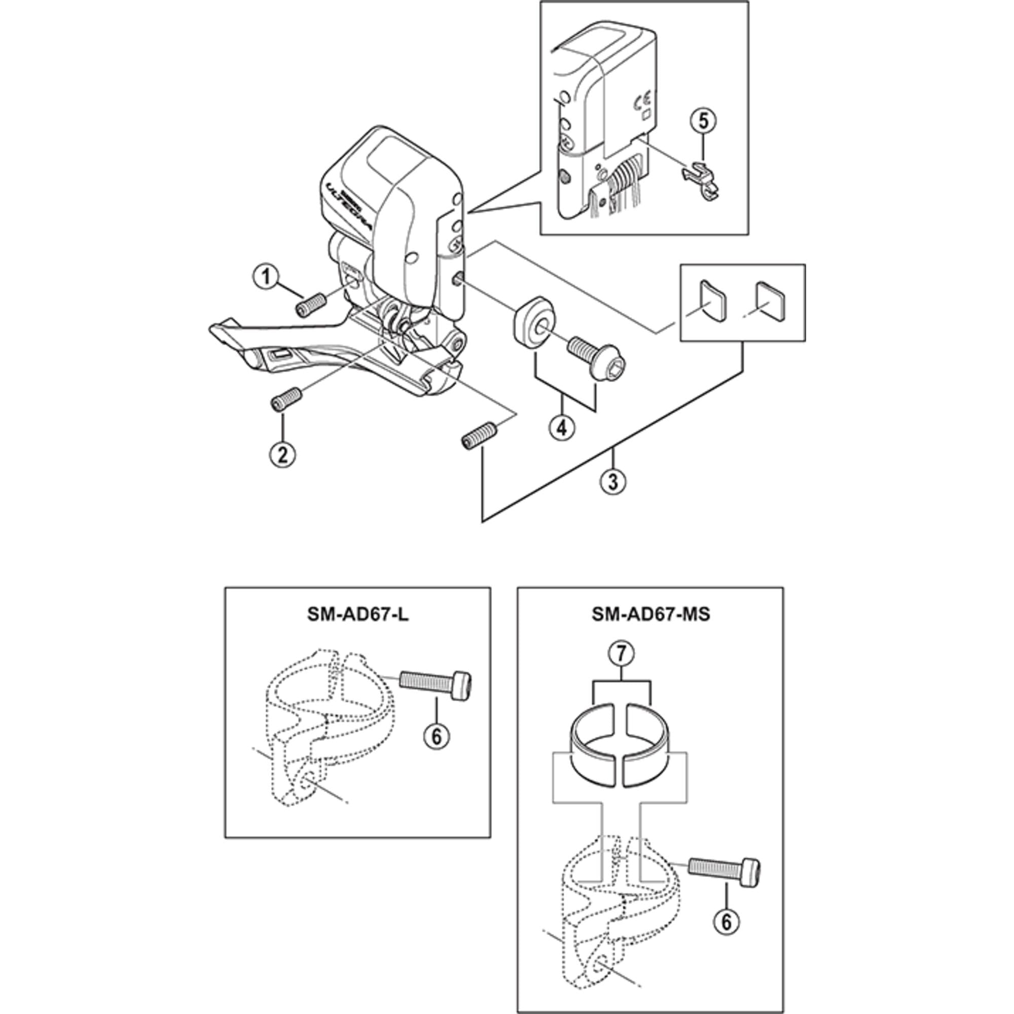 Shimano Spares 6600 clamp bolt M5 x 13.5 mm and washer