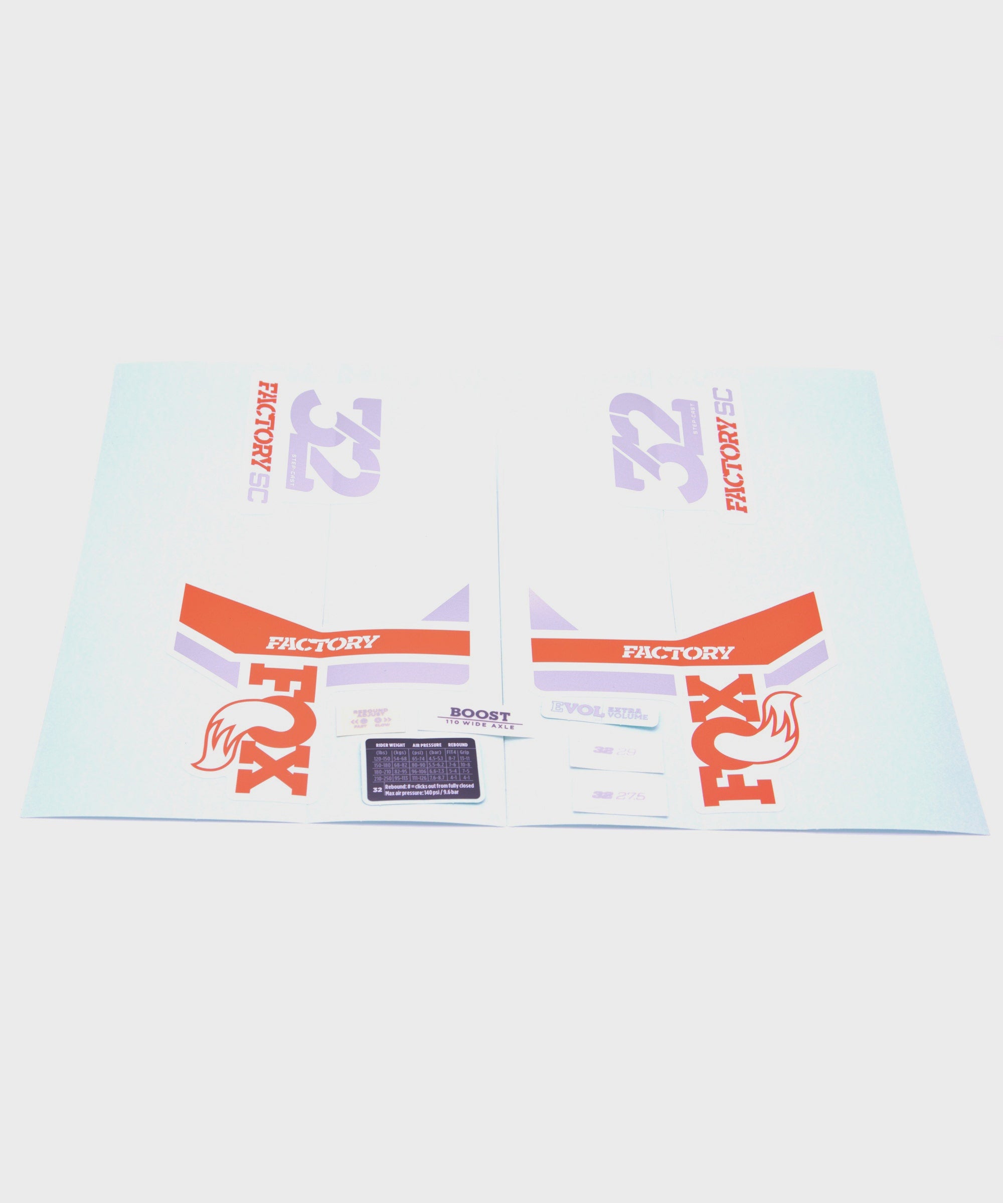 Fox Fork Decal Kit 32 StepCast Factory Series 2018 White