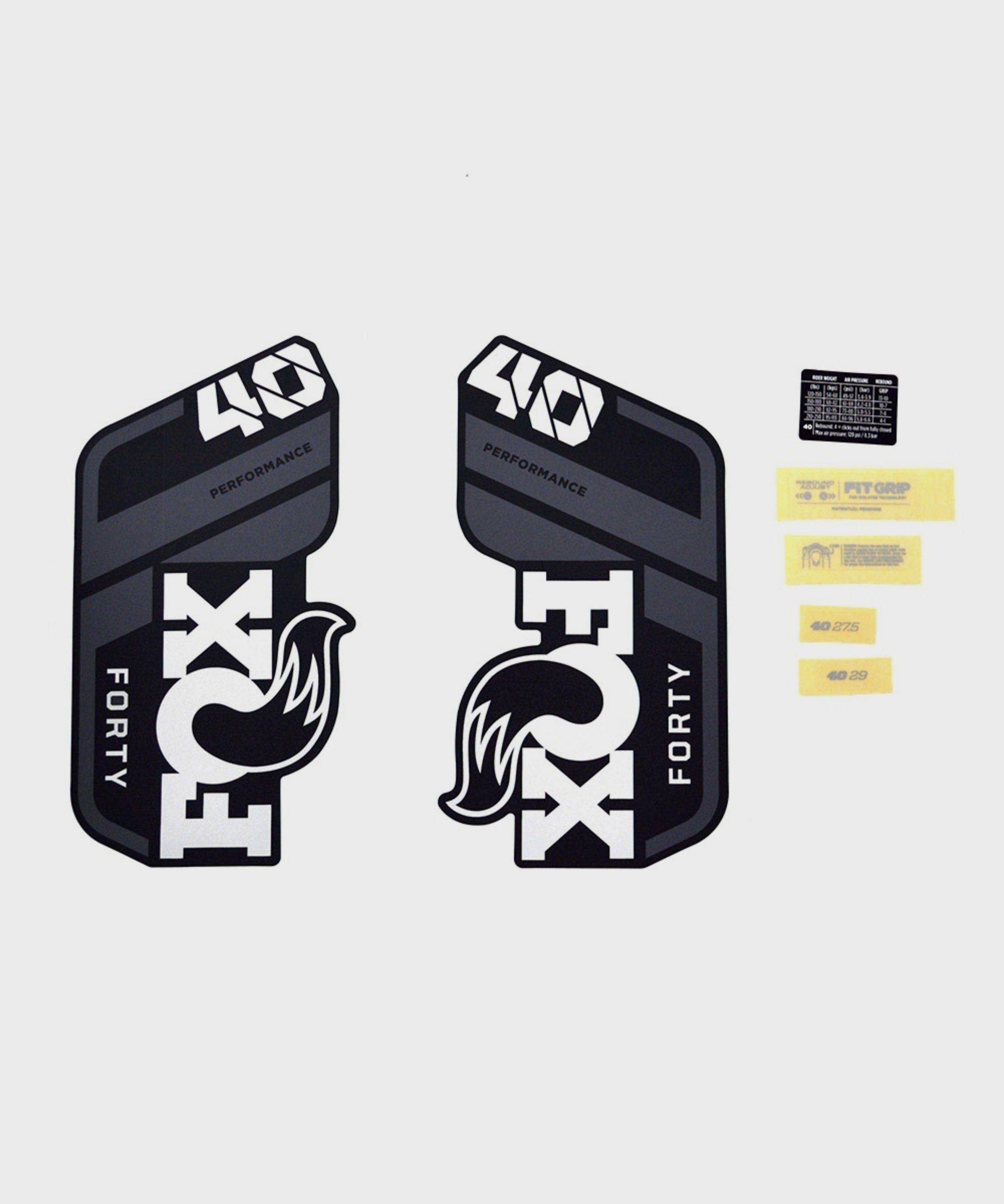 FOX Fork 40 Decal Kit: P | Power2CycleS Grey Logo Matte Black 2021