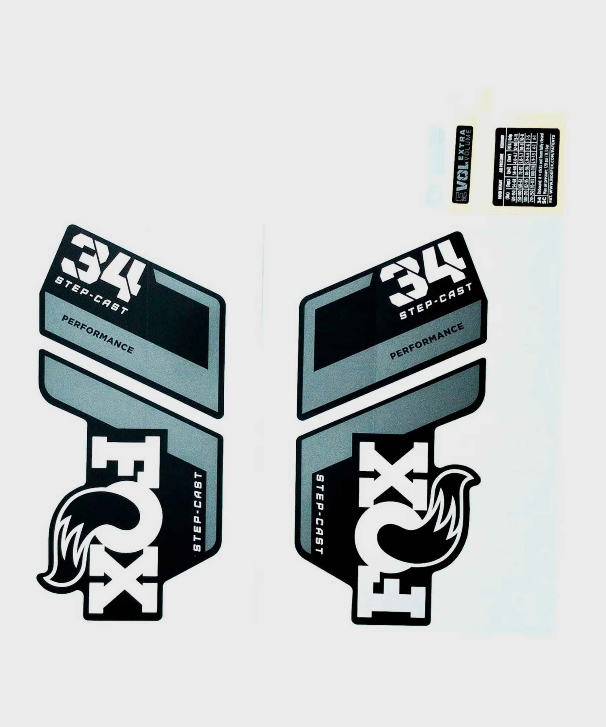 Fox Fork 34 SC Decal Kit: P | Power2CycleS Grey Logo Matte Black 2022