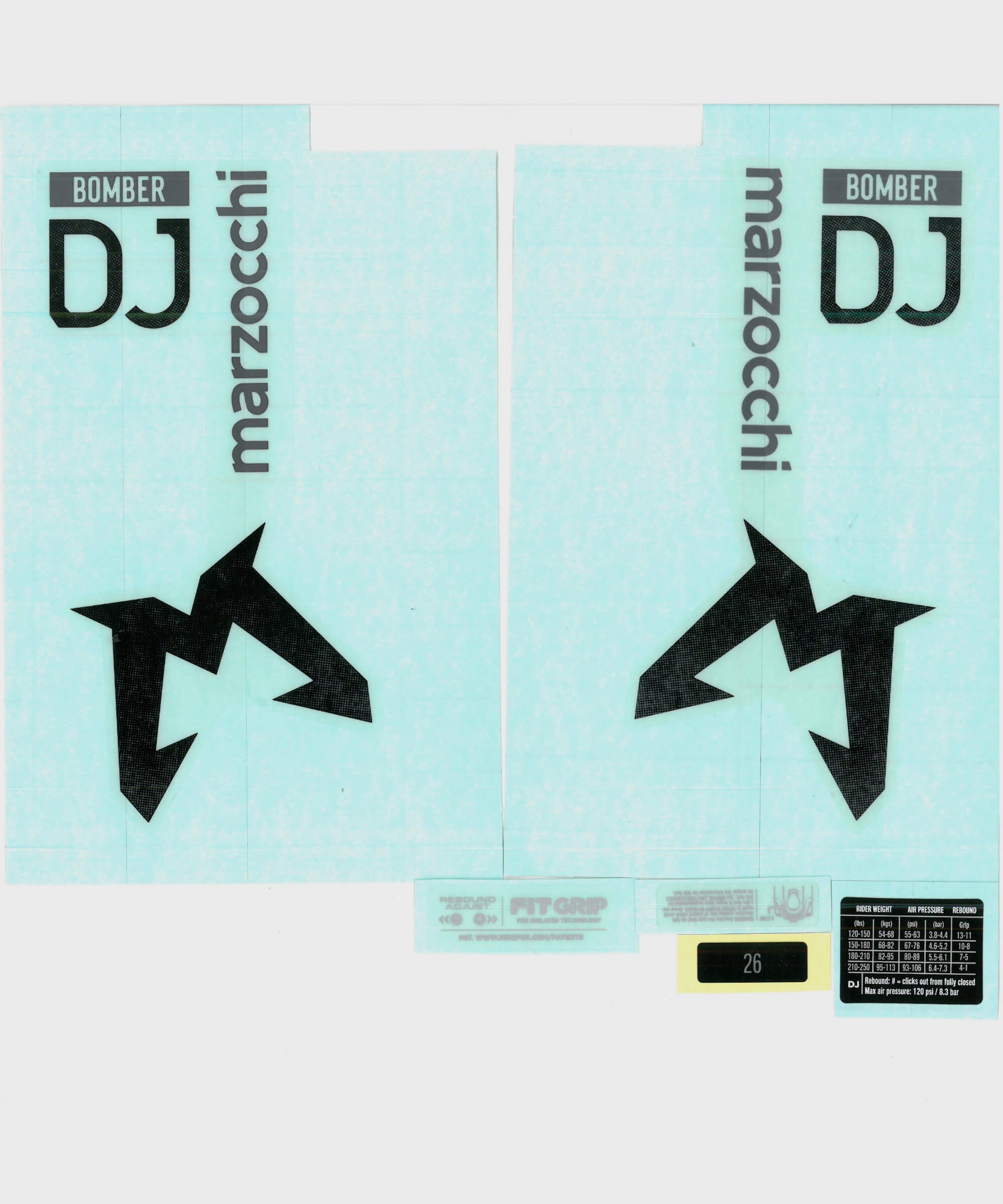 Marzocchi Fork Bomber DJ Decal Kit: Std/Clear Logo Gloss Red/White 2024