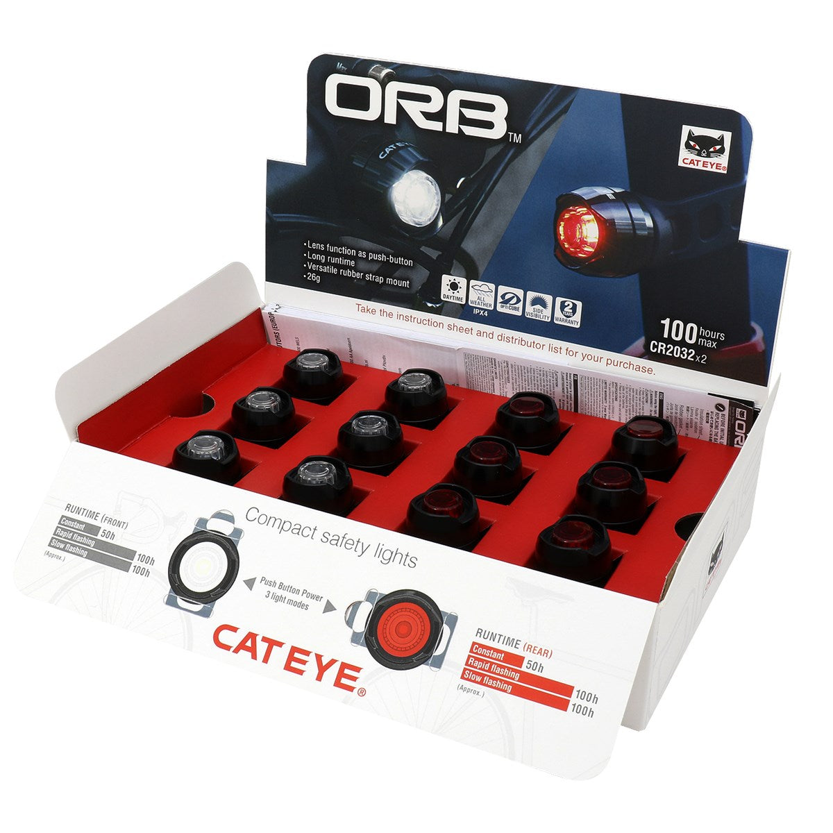 CatEye Orb Front & Rear Bike Light Retail Box Kit (12pcs) | Power2Cycle