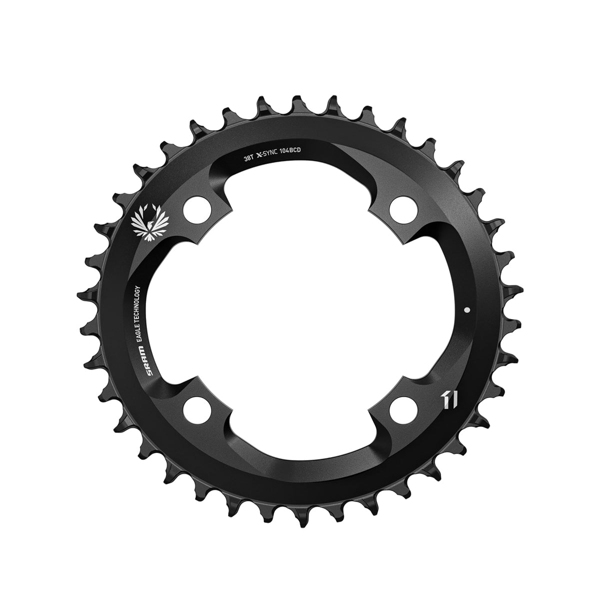 SRAM Chain Ring X | Power2CycleSYNC 2 38T 104 BCD Alum 12 speed Black | Power2Cycle BLACK 12 SPEED