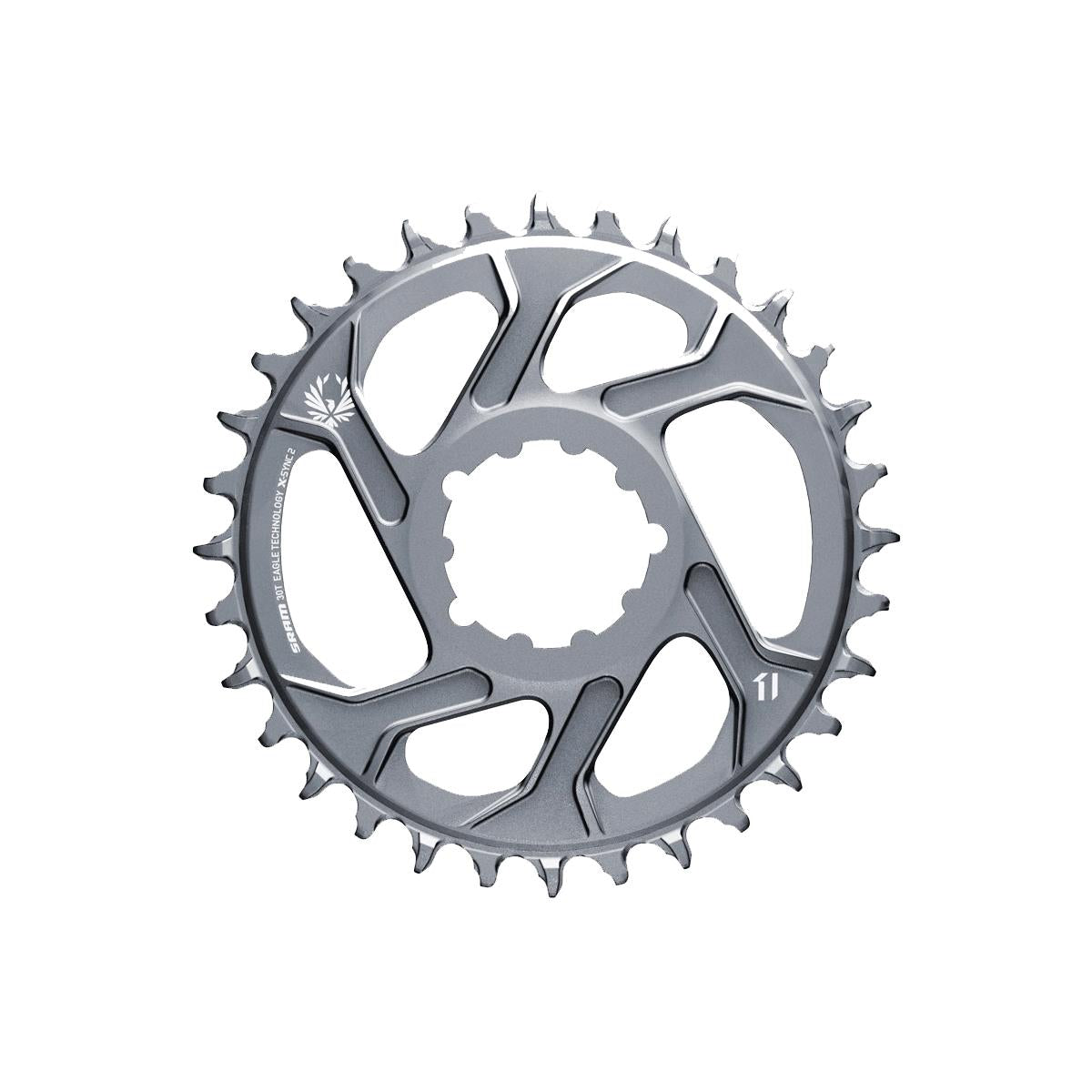 SRAM Chain Ring X | Power2CycleSYNC 2 Direct Mount 6mm Offset Eagle | Power2Cycle POLAR GREY
