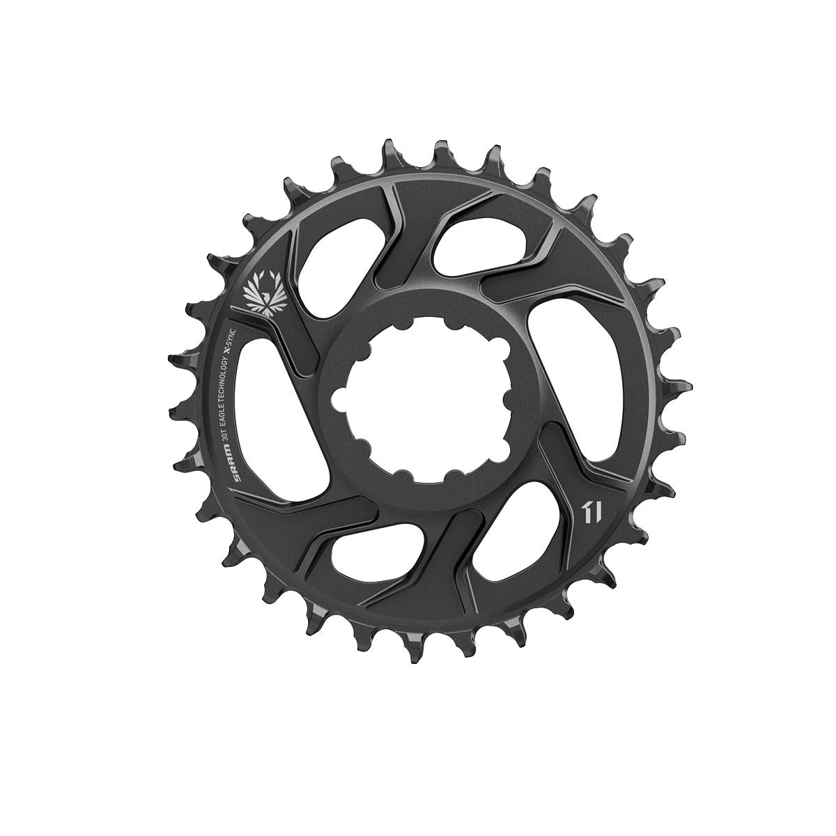 SRAM Chain Ring Eagle X | Power2CycleSync 2 30T Direct Mount  | Power2Cycle4mm Offset Alum Black | Power2Cycle BLACK 30T