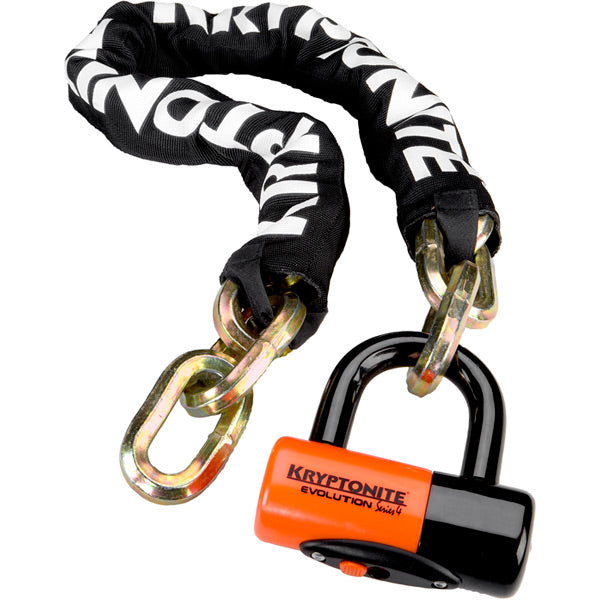 Kryptonite New York Chain (12 mm/100 cm)  | Power2Cycle w/ Evo Series 4 Disc Lock 14mm Sold Secure Gold