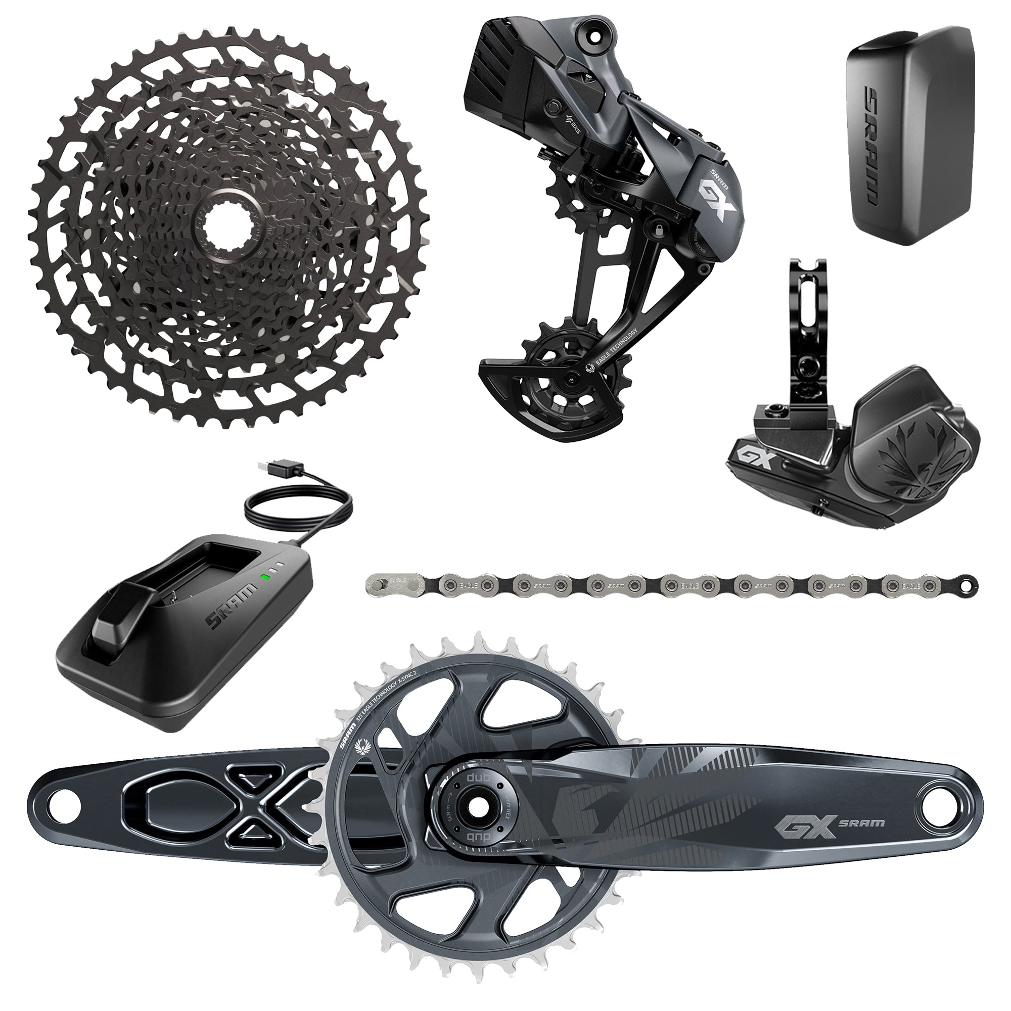 SRAM GX Eagle AXS DUB Groupset  | Power2Cycle 11 | Power2Cycle50T  | Power2Cycle Includes | Power2Cycle Rear Der & Battery