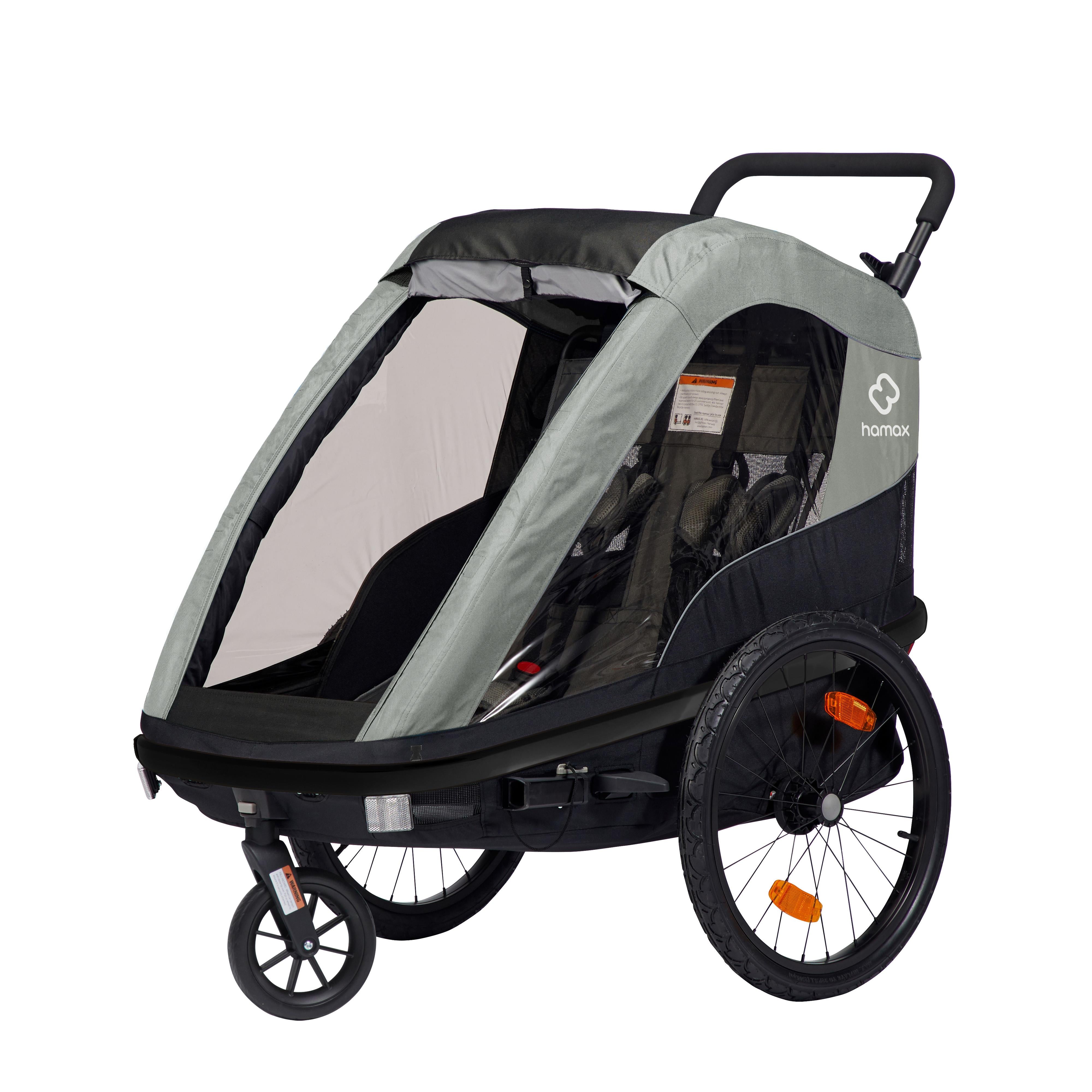 Hamax Avenida Twin Child bike Trailer 2022 | Power2Cycle OLIVE GREEN