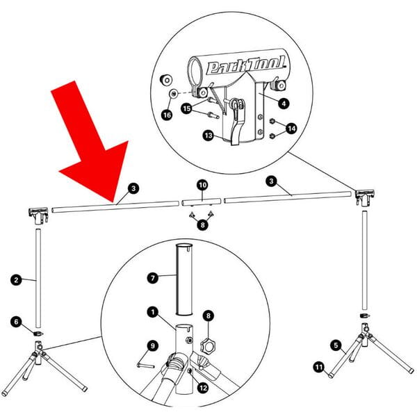 Park Tool ES  | Power2Cycle Top Tube Assembly for ES | Power2Cycle1 and ES | Power2Cycle2