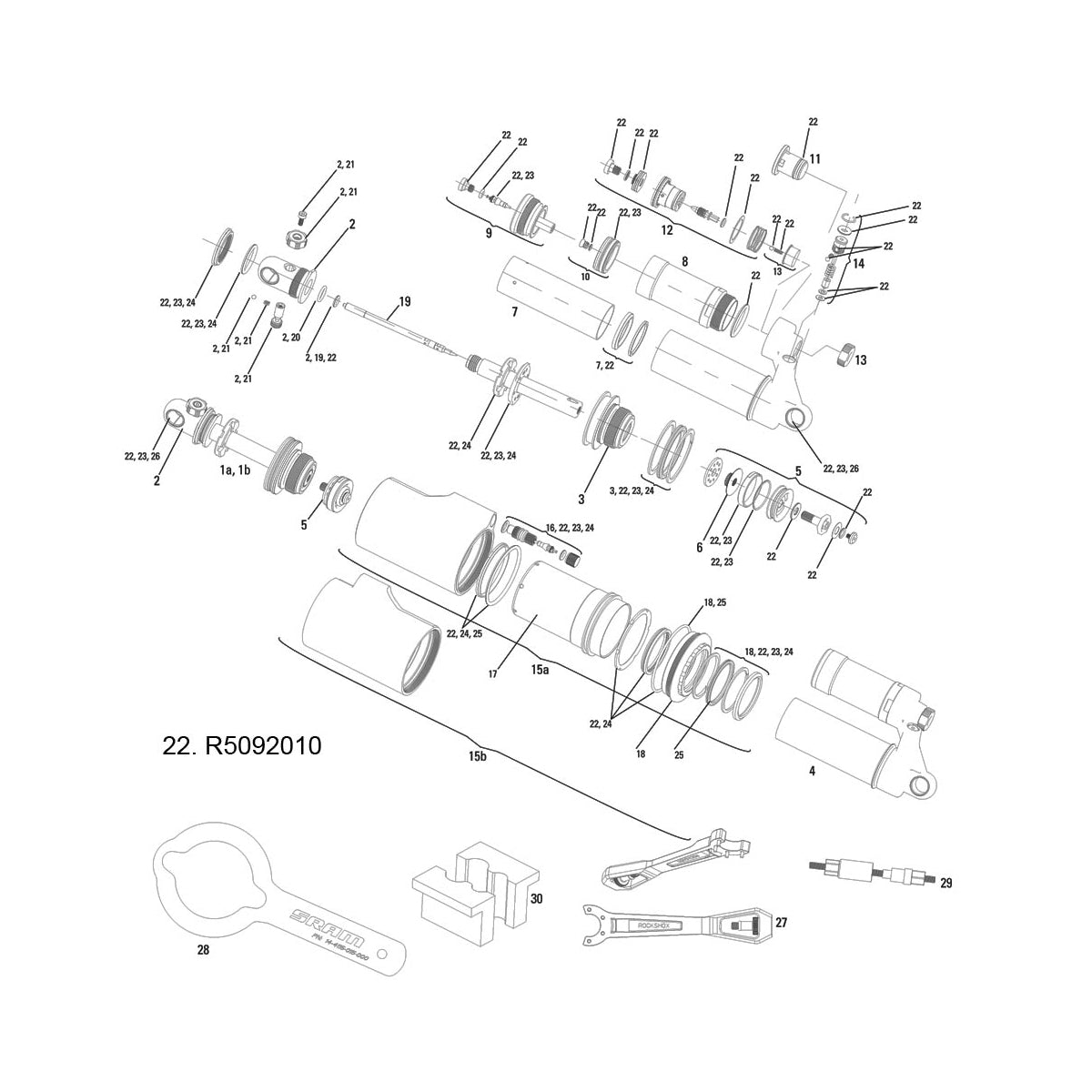 RockShox Spare  | Power2Cycle Rear Shock Service Kit Full  | Power2Cycle 2011 Vivid Air | Power2Cycle