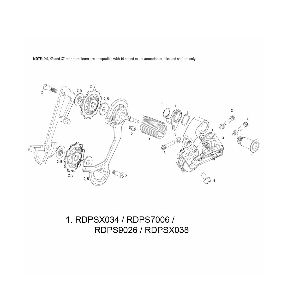 Sram Spare  | Power2Cycle Rear Derailleur Hanger Bolt Kit X7/Type2 10 Speed | Power2Cycle