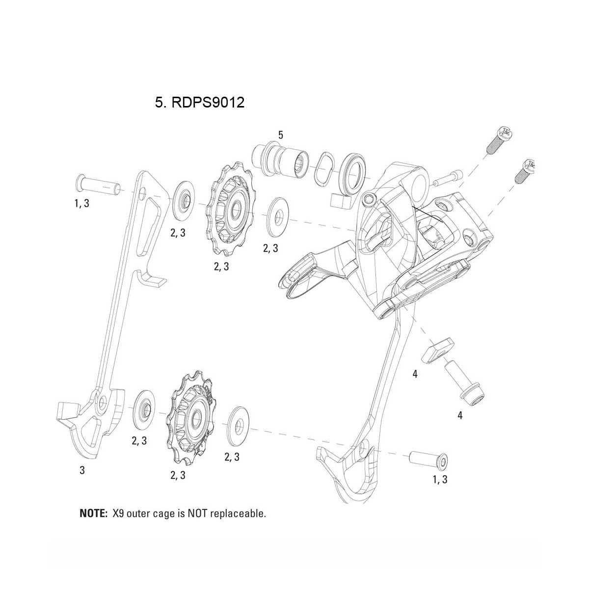 Sram Spare  | Power2Cycle Rear Derailleur B | Power2CycleBolt Kit 2010 X9 X7 | Power2Cycle
