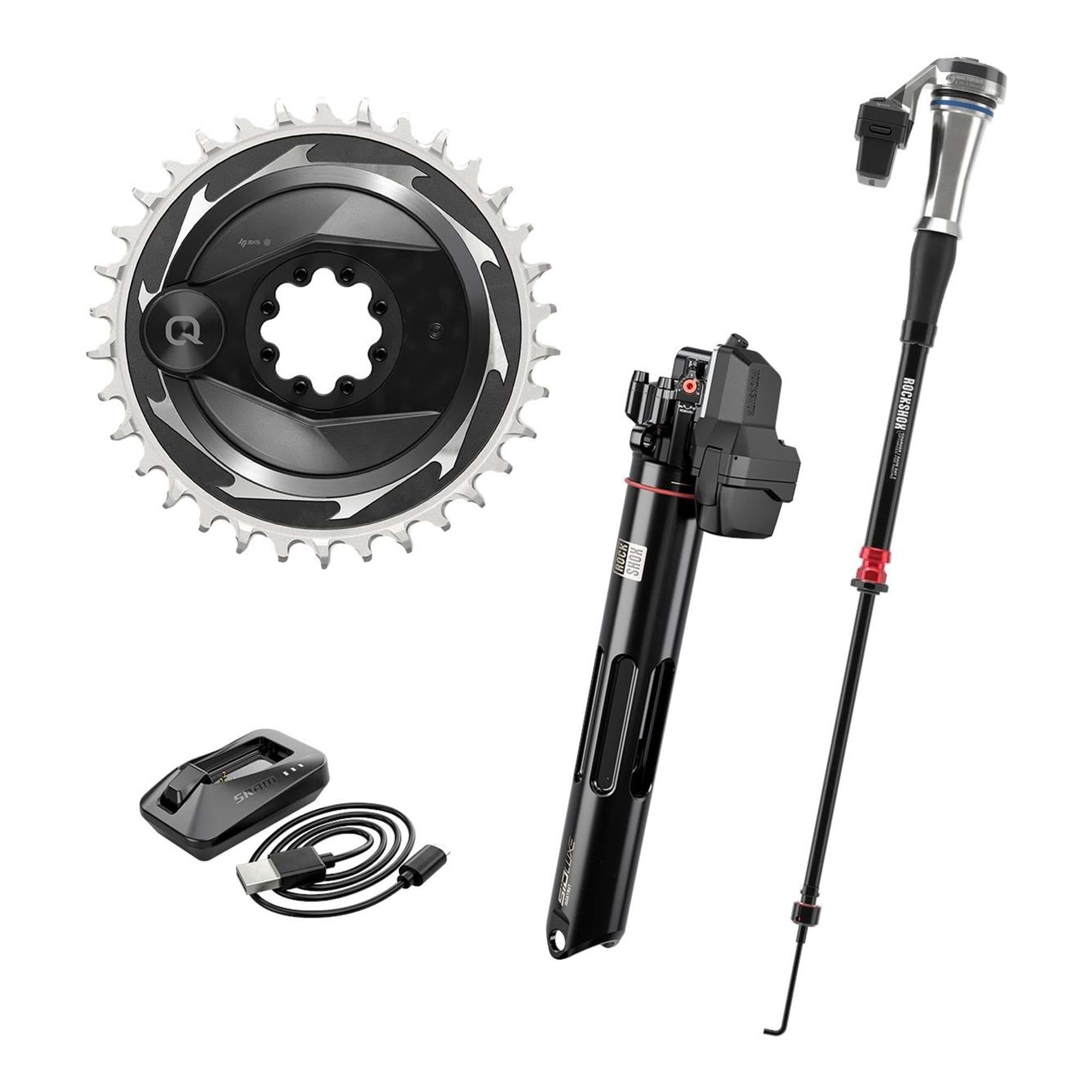 ROCKSHOX Flight Attendant Upgrade Kit  | Power2Cycle (Charger RD 2 Damper for SIDSL, ISOSTRUT FA Shock, XXSL Power Meter, 34t Cring, 2 Batteries w/charger)  | Power2Cycle TREK Supercaliber 9.9 XX Gen 2 | Power2Cycle  TREK SUPERCALIBER 20