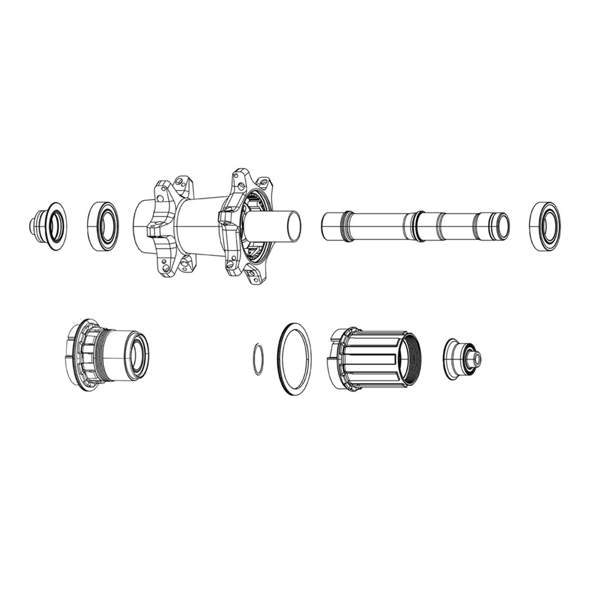 Sram Spare  | Power2Cycle Wheel Spare Parts Hub Axle Rear  | Power2Cycle X0 Hubs/Rise 60 (B1)/Roam30/Roam 40/Rail 40/Rise XX/ Roam 50/60 (B1) | Power2Cycle