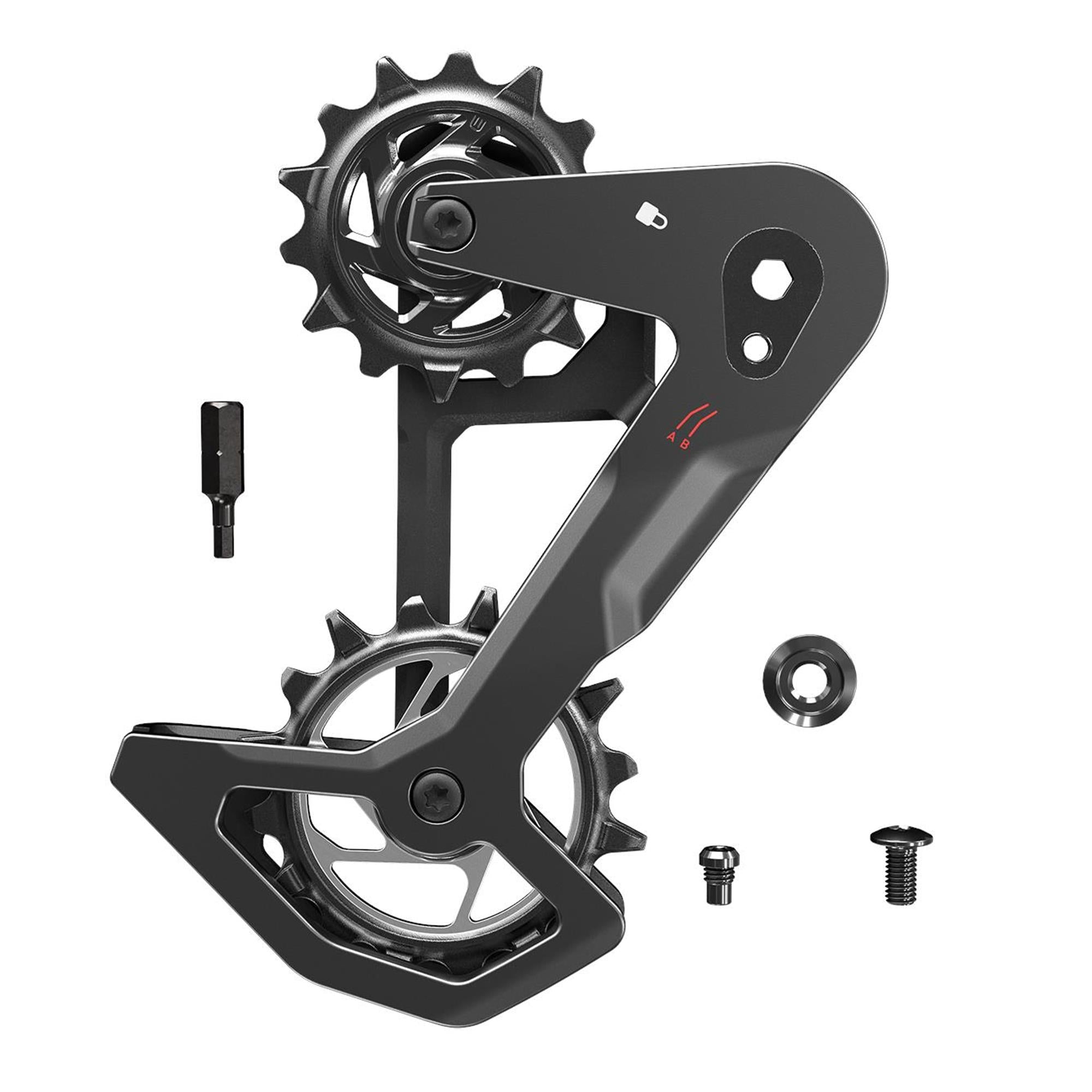 SRAM Rear Derailleur Cage Kit Carbon T | Power2CycleType Eagle AXS Without Damper (Replacement Outer And Inner Cages, Bit Driver Hex3, Including Pulleys) | Power2Cycle