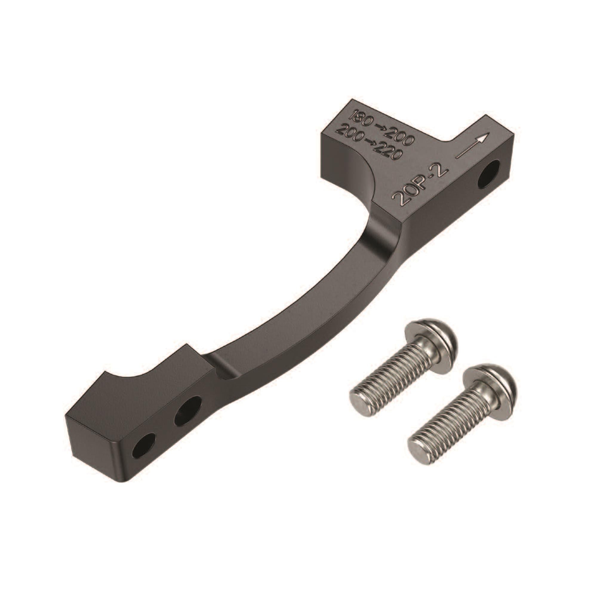 SRAM Post Bracket  | Power2Cycle 20 P 2 (For Use With 200mm And 220mm Rotors Only)  (180 To 200 Or 200 To 220), Includes Stainle | Power2Cycle Bracket Mounting Bolts | Power2Cycle