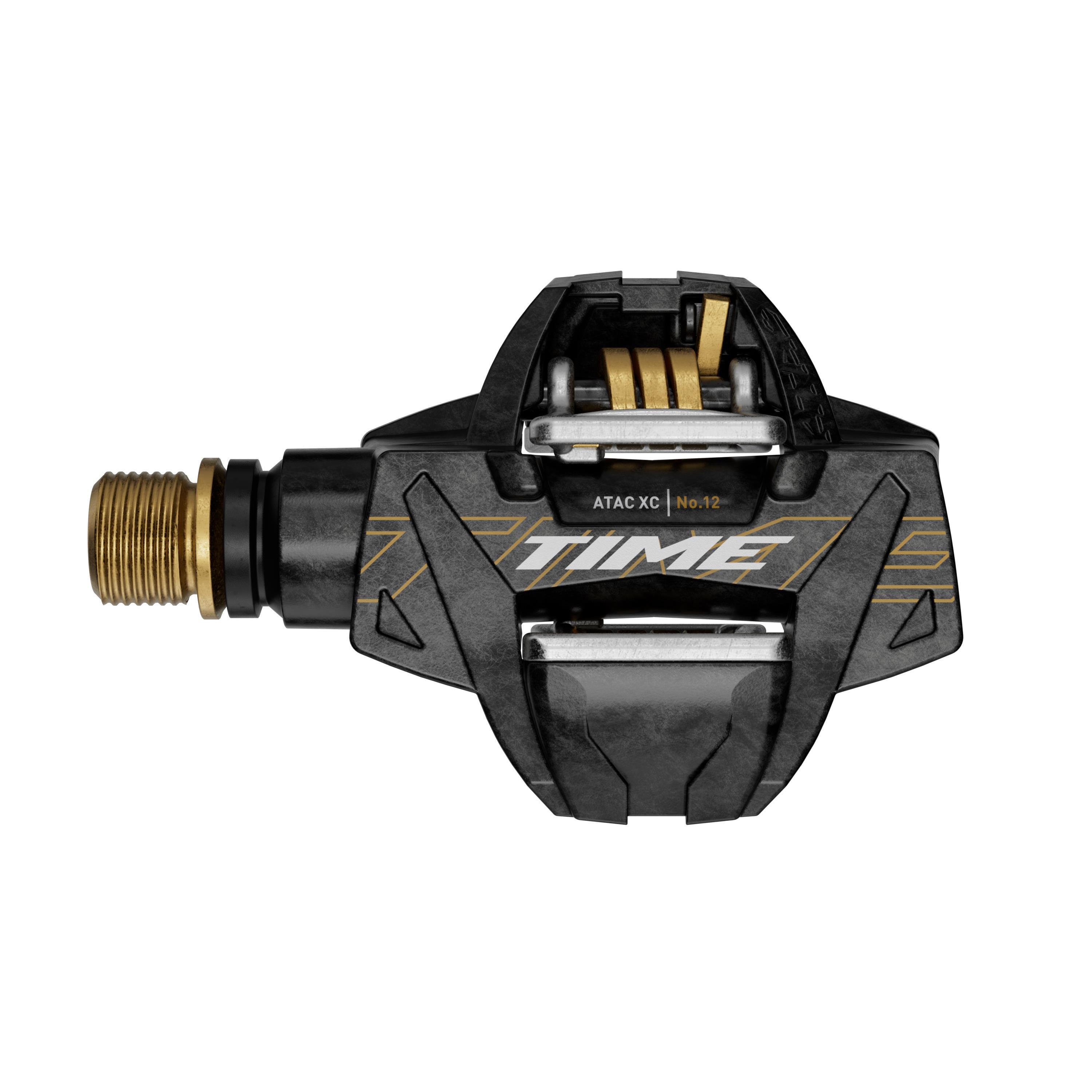 TIME Pedal XC 12, Carbon body and Titanium spindle including ATAC standard cleats, Carbon Gold C1 | Power2Cycle CARBON GOLD