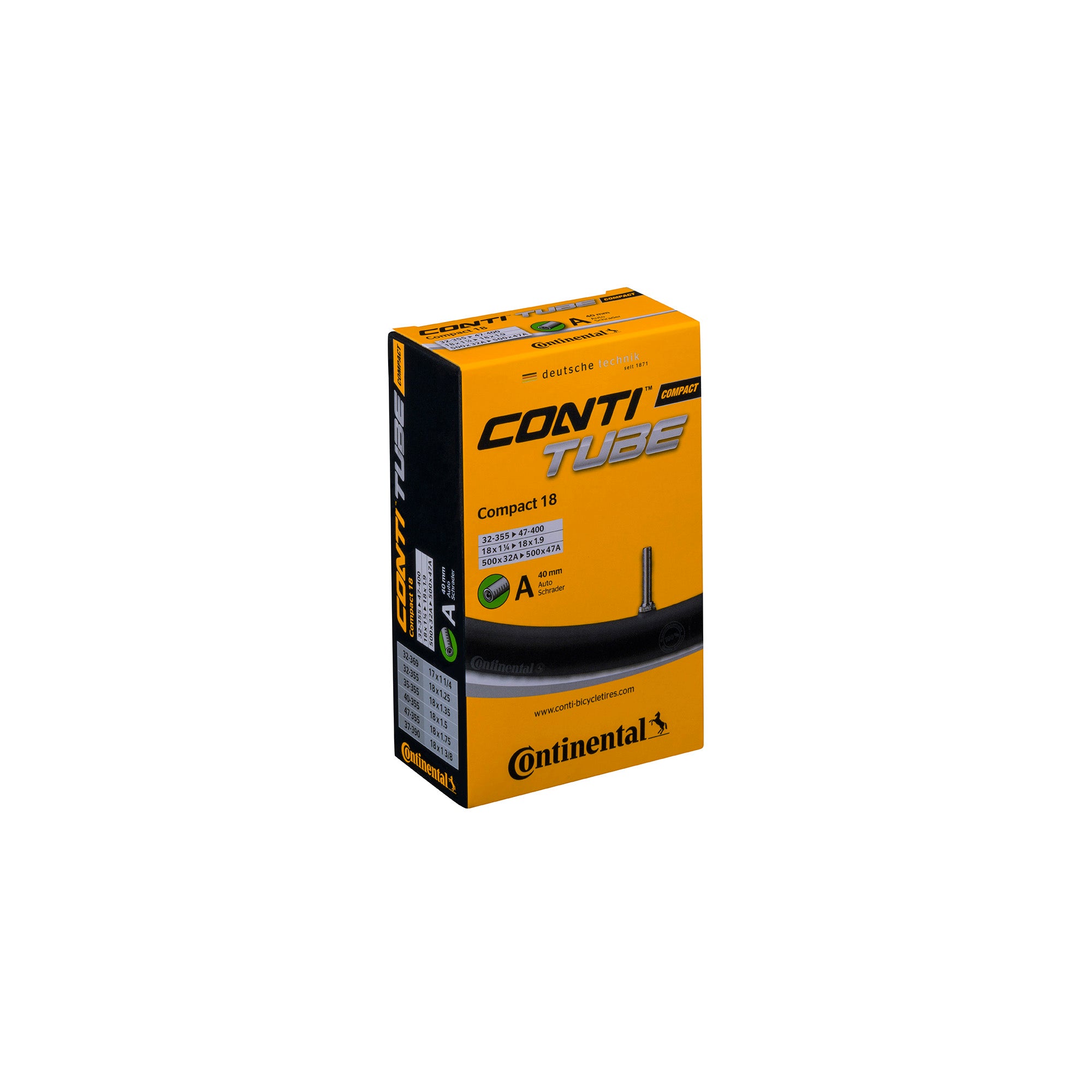 Continental Compact Tube  | Power2Cycle Schrader 40mm Valve | Power2Cycle BLACK